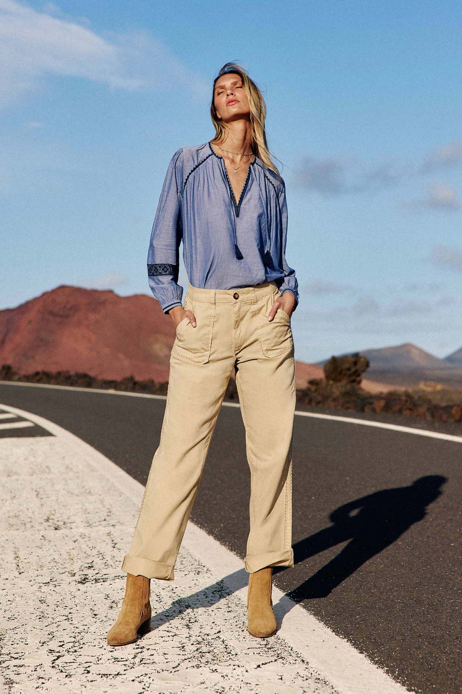 Light beige straight pants - Marisol