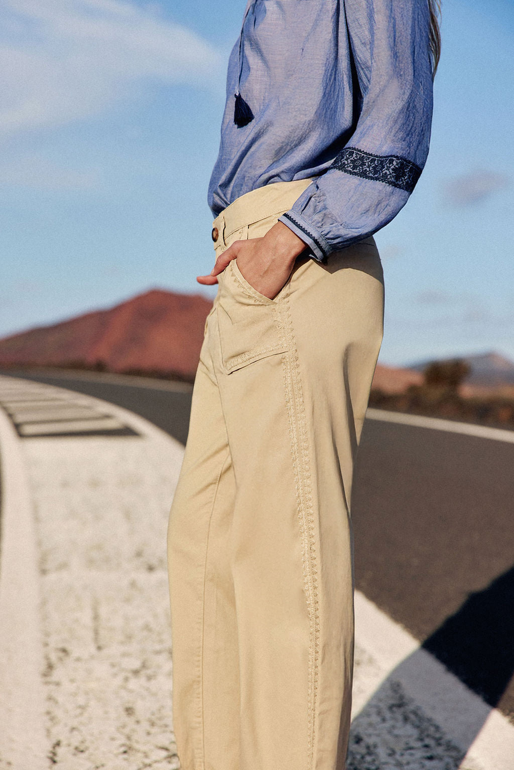 Light beige straight pants - Marisol