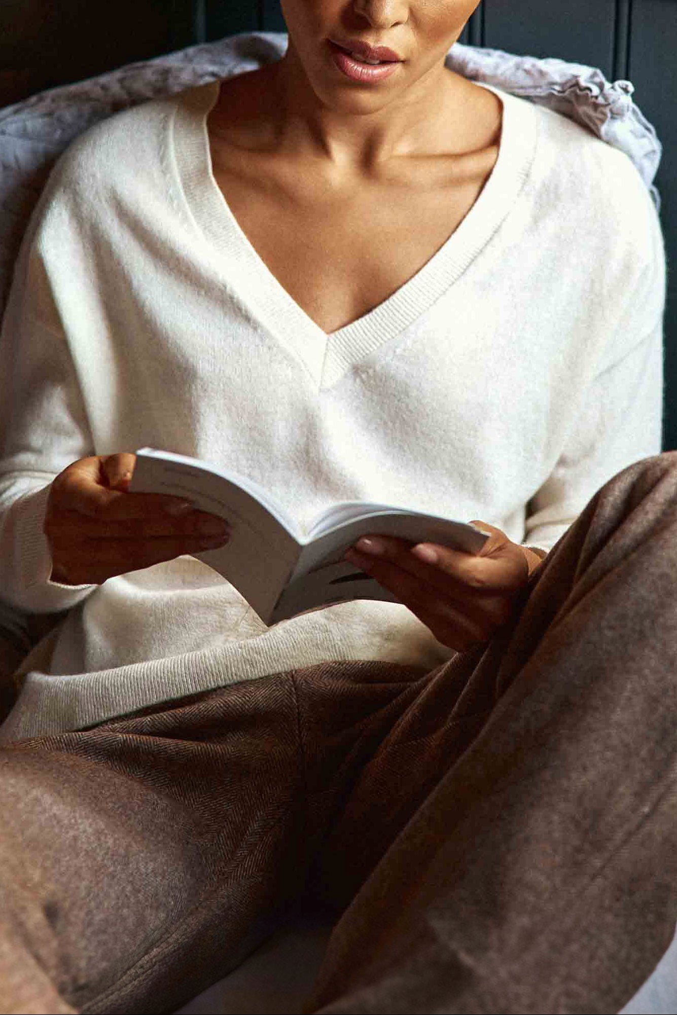 Pull col V Melya - Écru