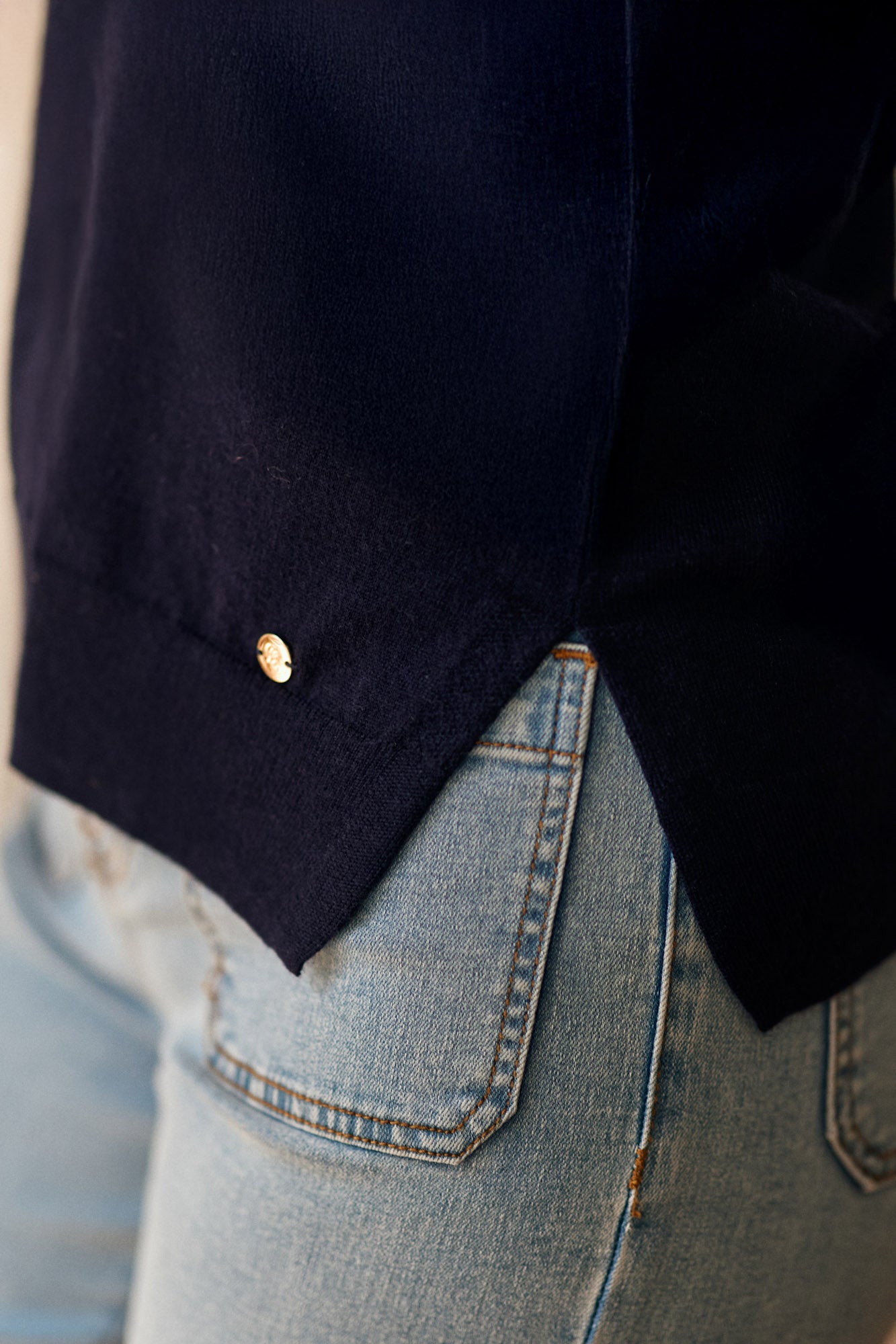 Pull col V marine - Melya