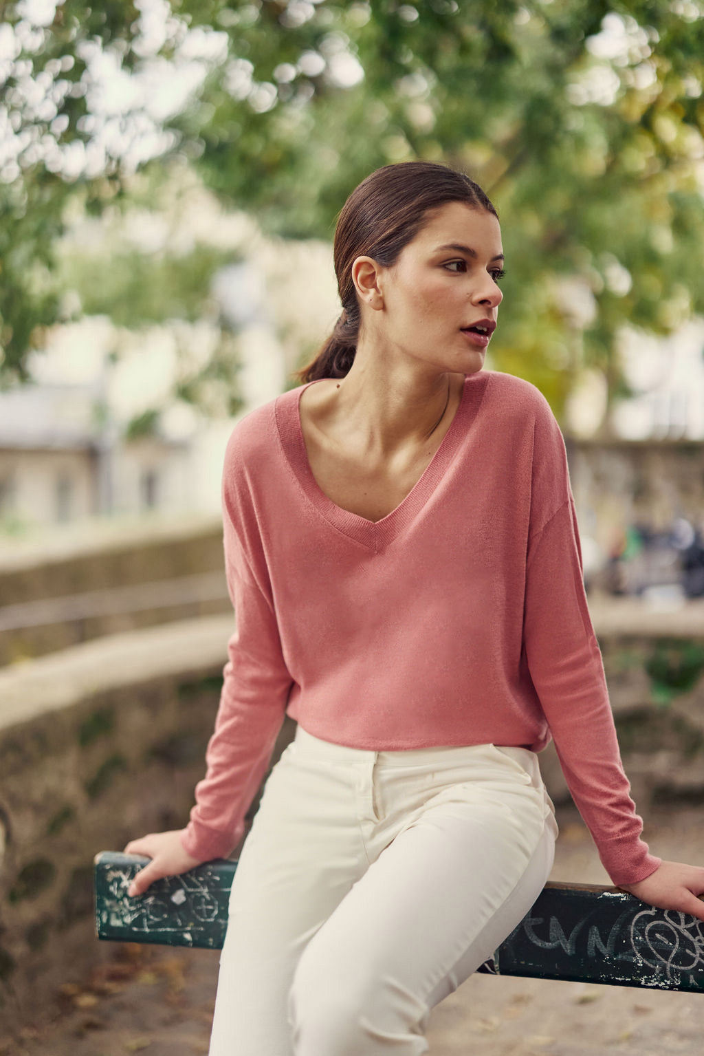 Pull col V vieux rose - Melya