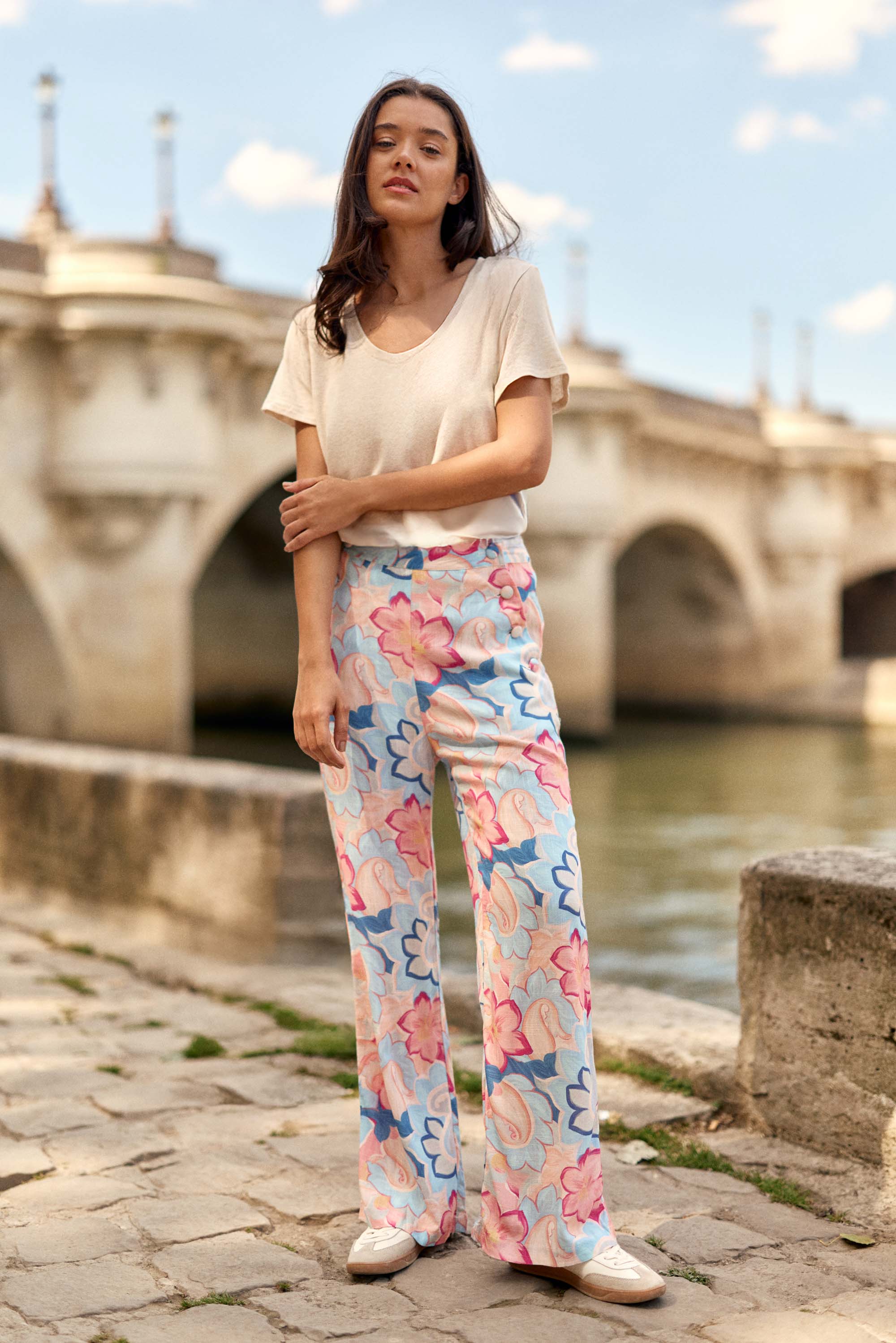 Pantalon Fleuri Pantalon Fluide Motif Pantalon Femme Fluide à Pont