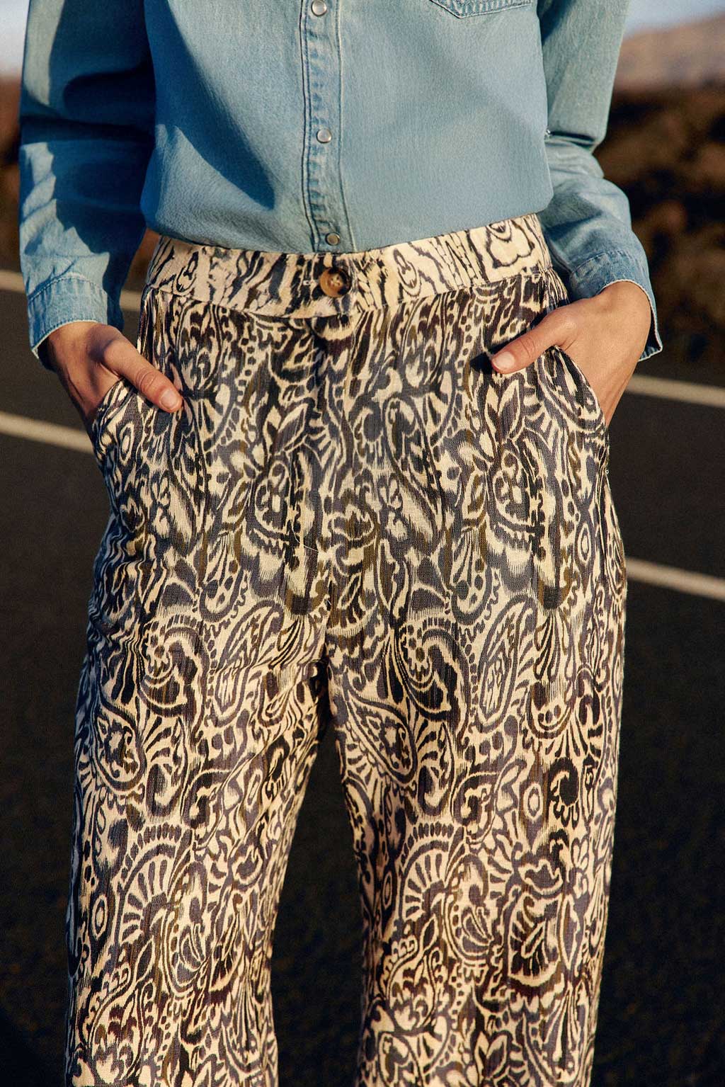 Blue ikat straight pants - Paulina