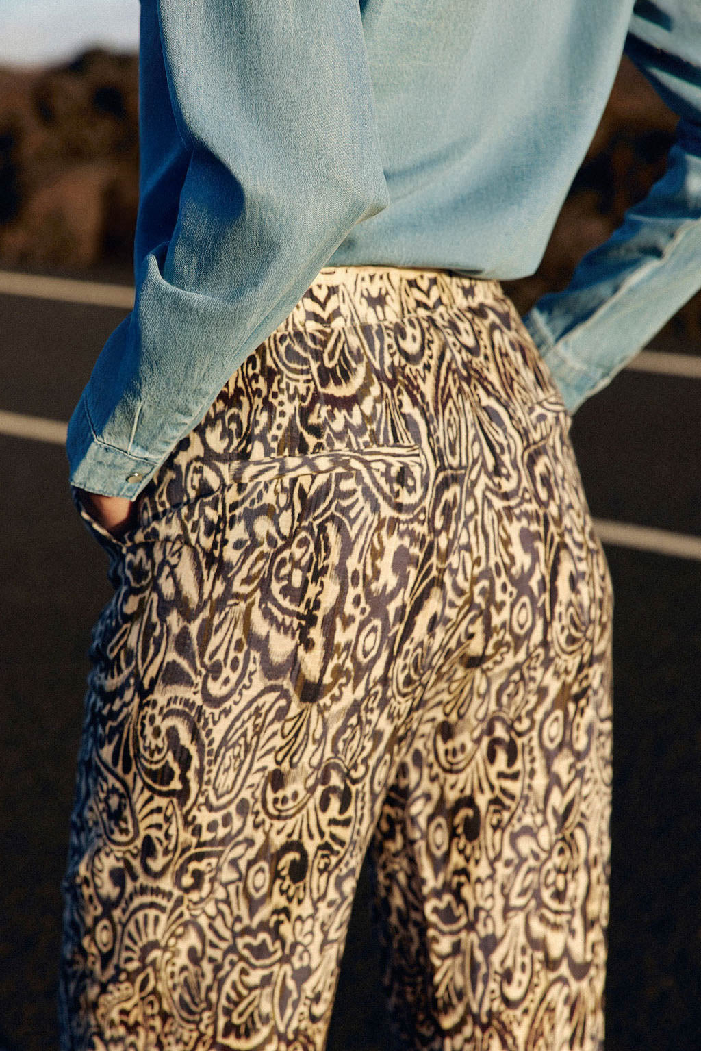 Blue ikat straight pants - Paulina