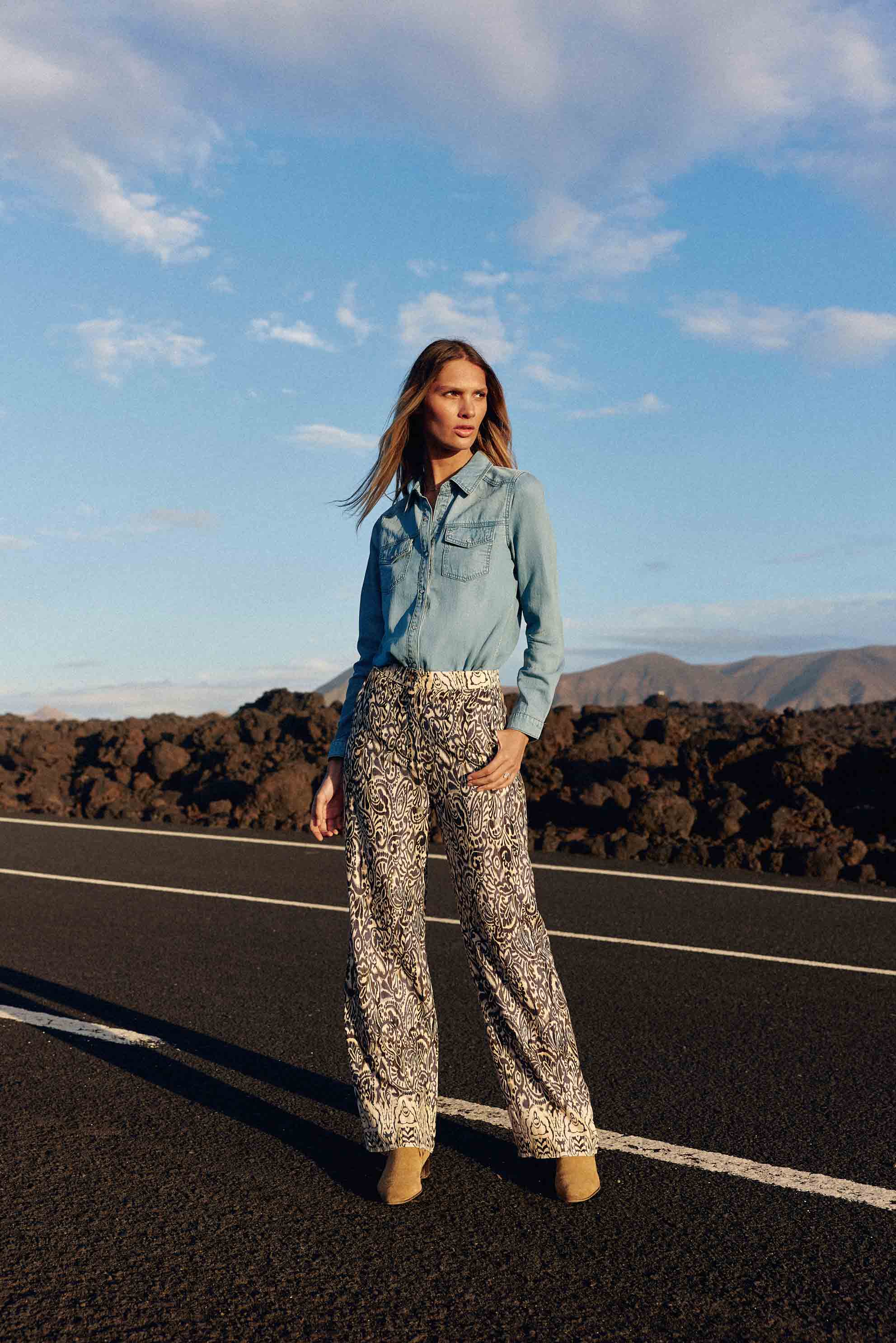 Blue ikat straight pants - Paulina