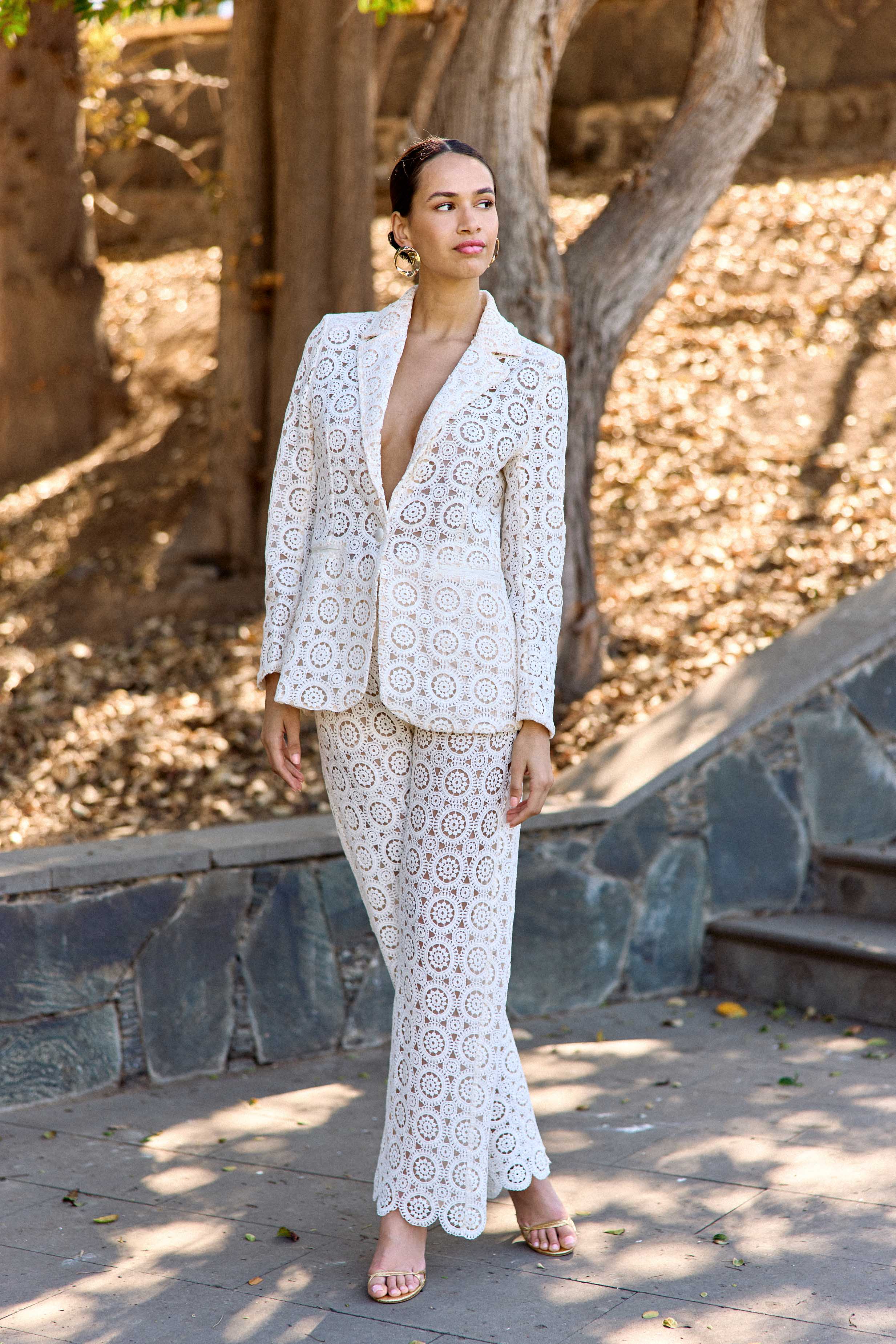 Ivory guipure trousers - Pepina