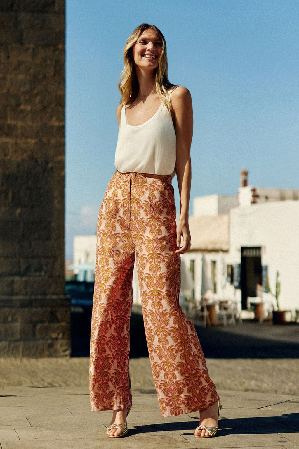 Floral Straight Pants - Polaris