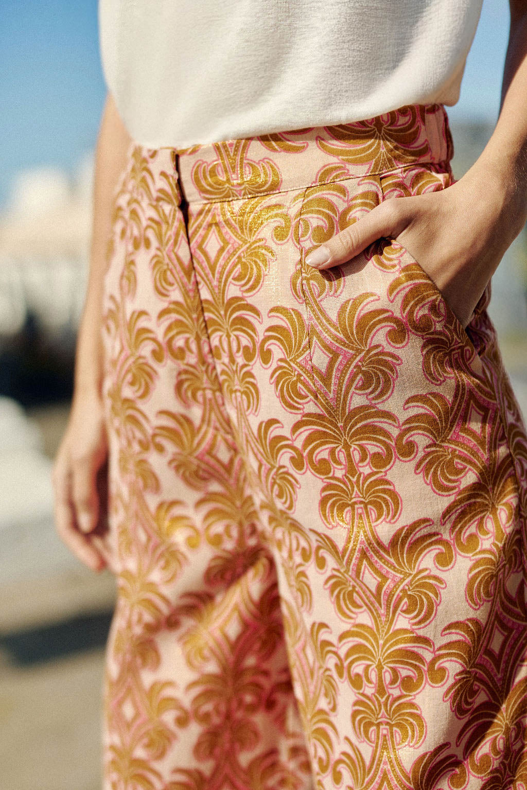 Floral Straight Pants - Polaris