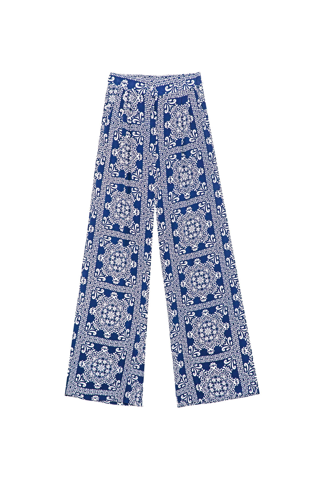 Navy print straight pants - Pozo