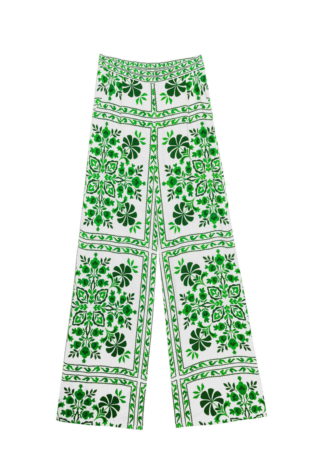 Green printed flowing pants - Prisla