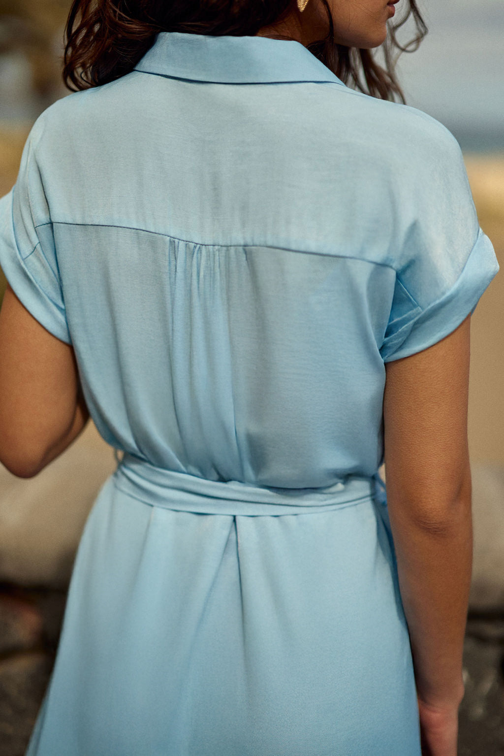 Short sky blue straight dress - Rae