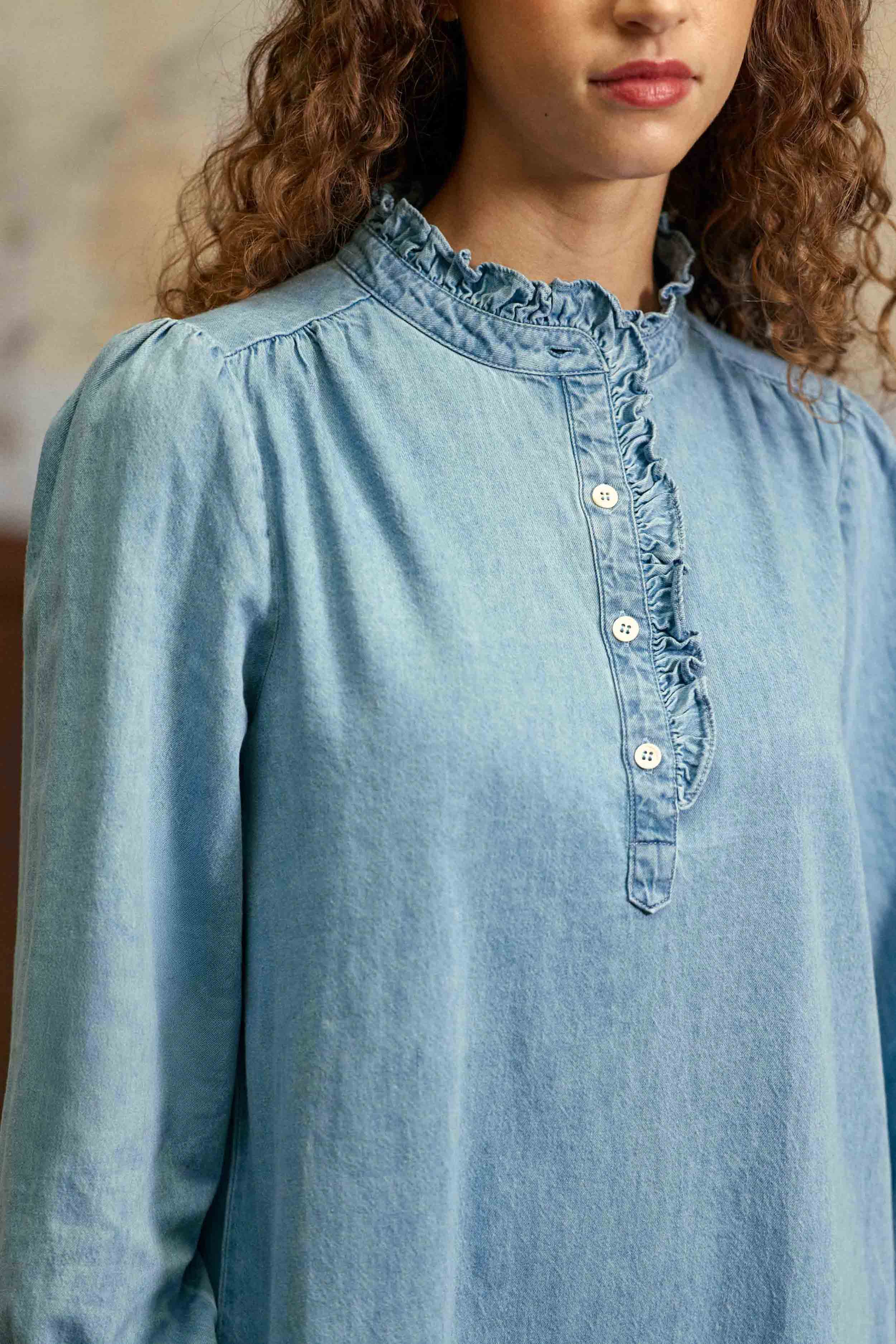 Raity - Short dress with mandarin collar