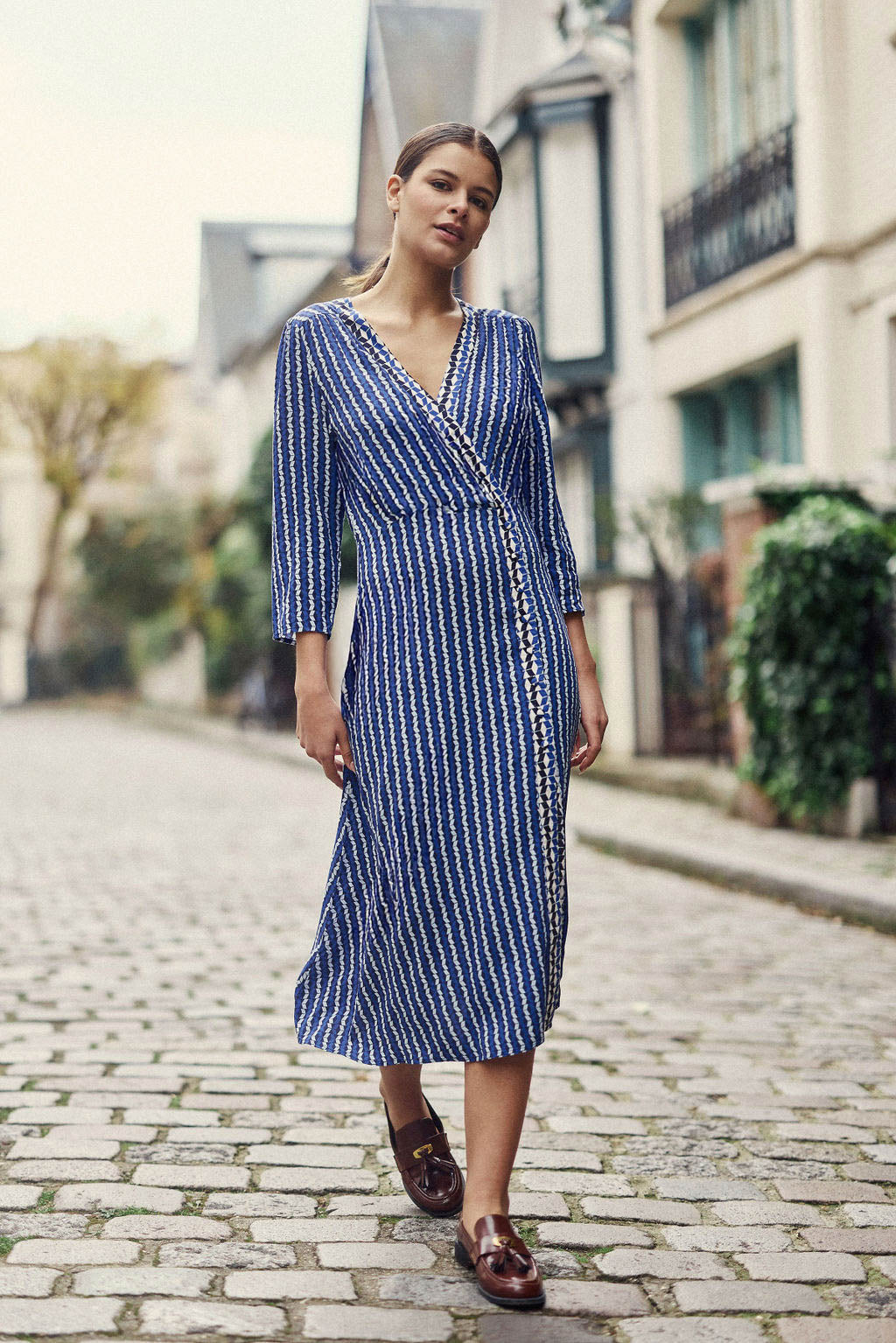 Long blue print dress - Rania