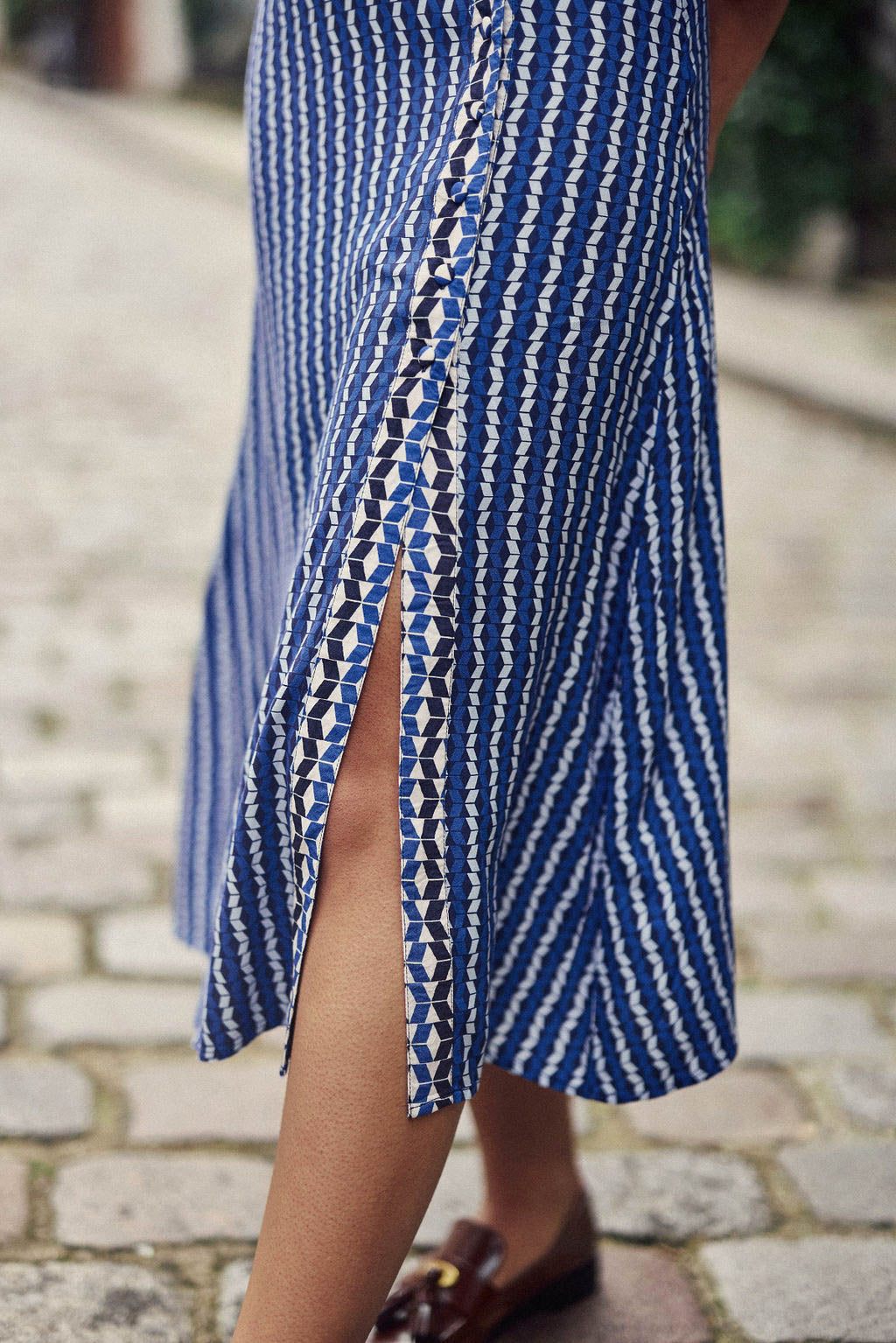 Long blue print dress - Rania