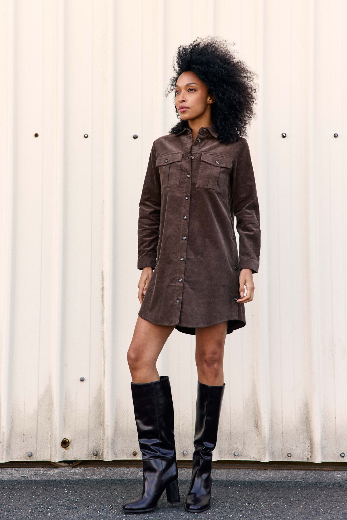 Riely - Robe en velours côtelé