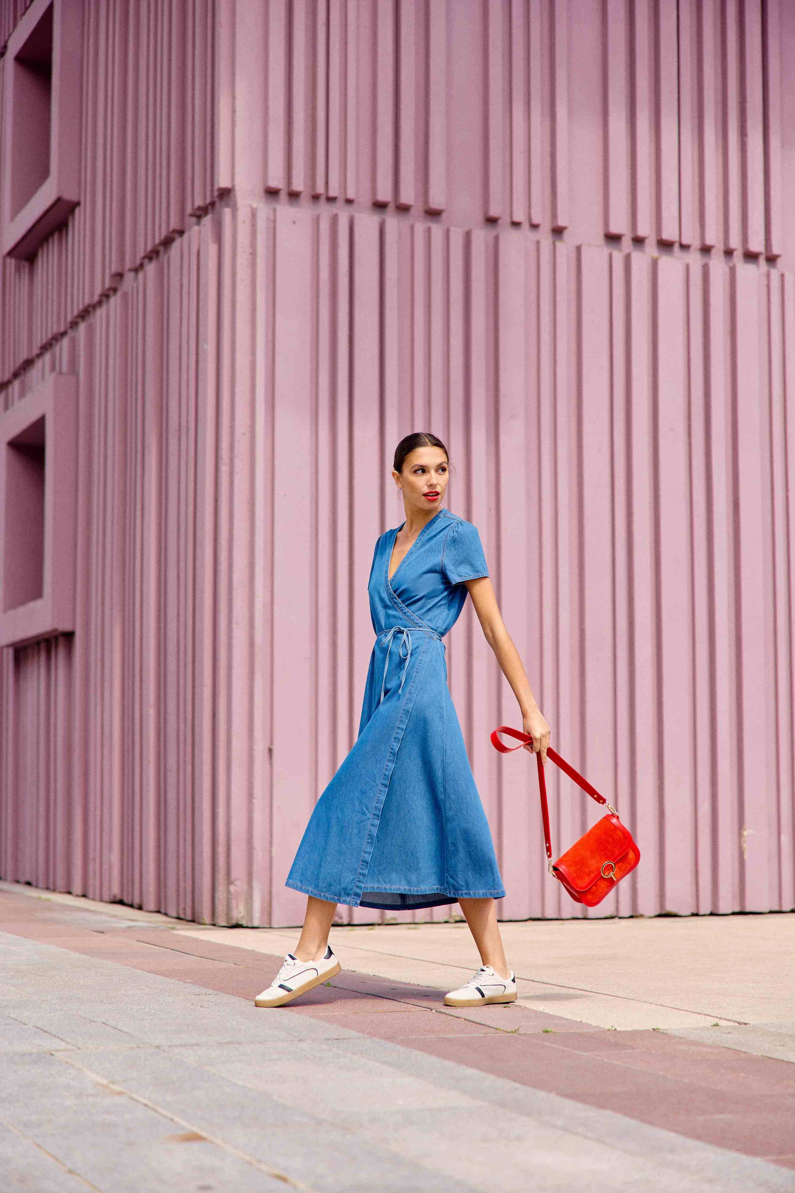 Long denim wash dress - Riley