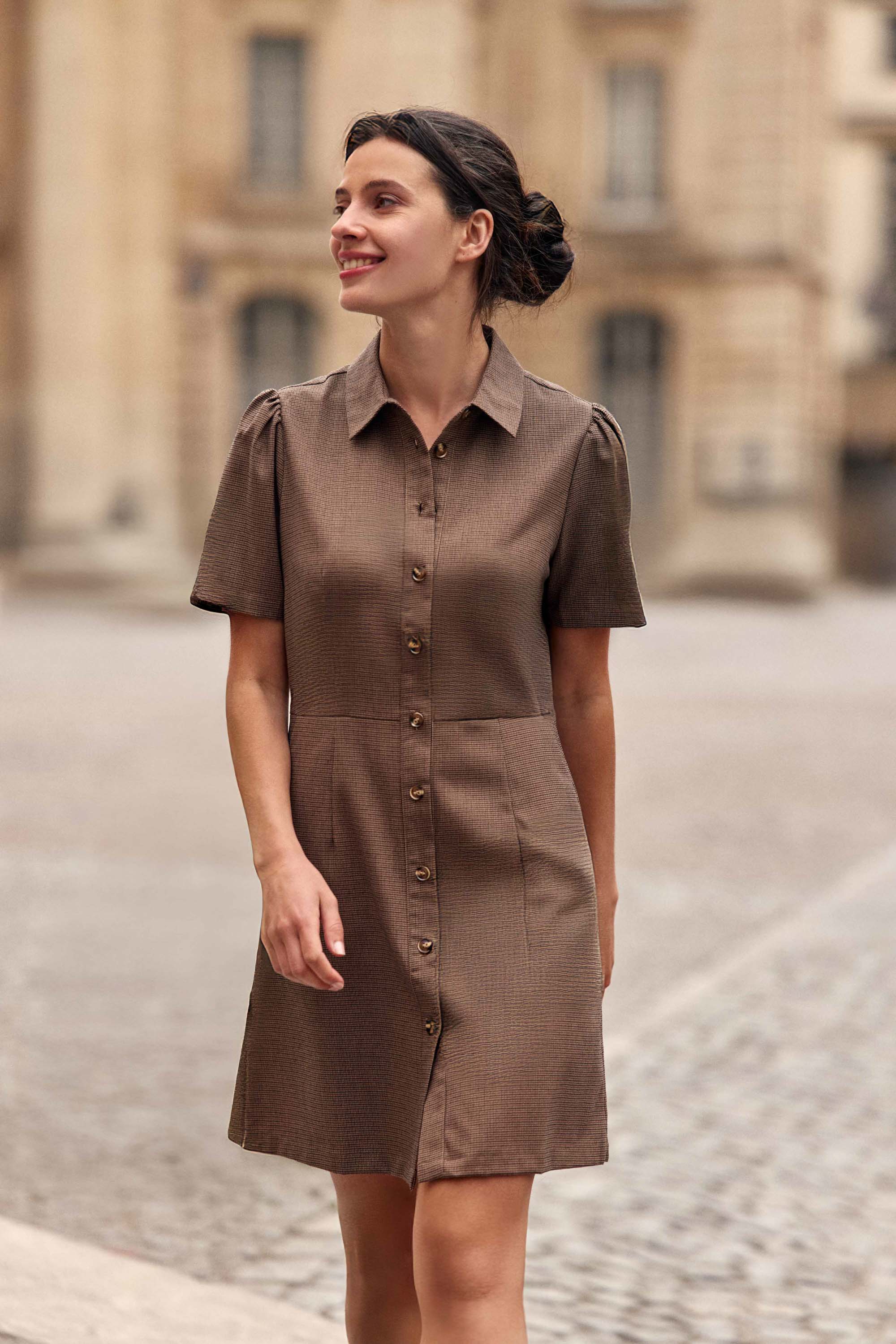 Robe courte Riny - Marron
