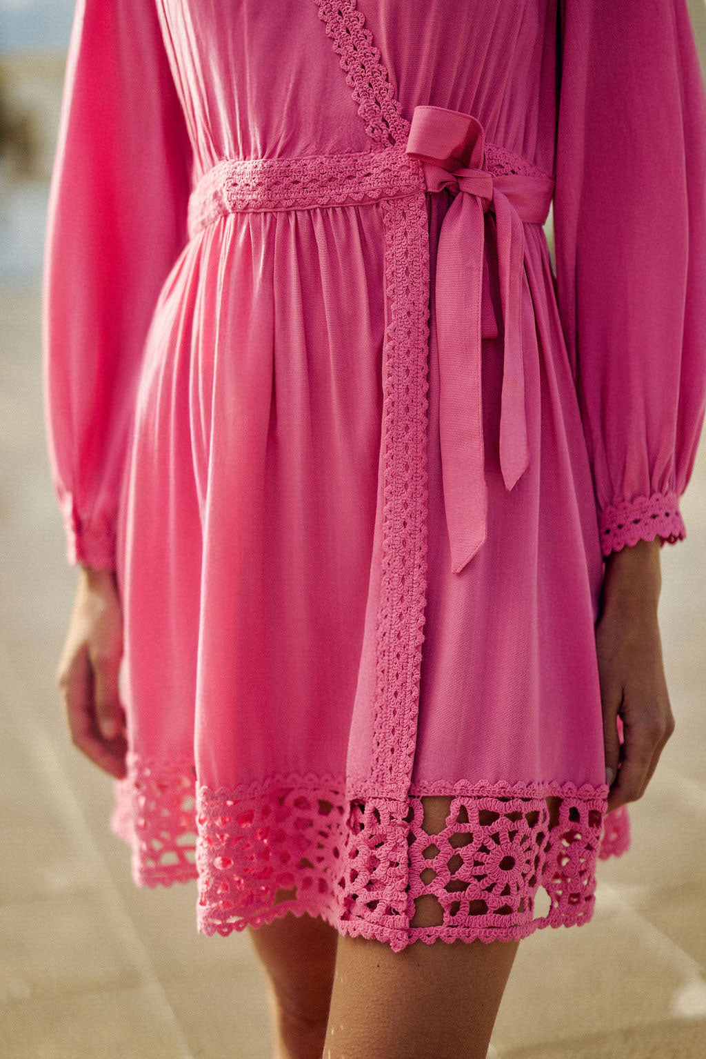 Short pink wrap dress - River