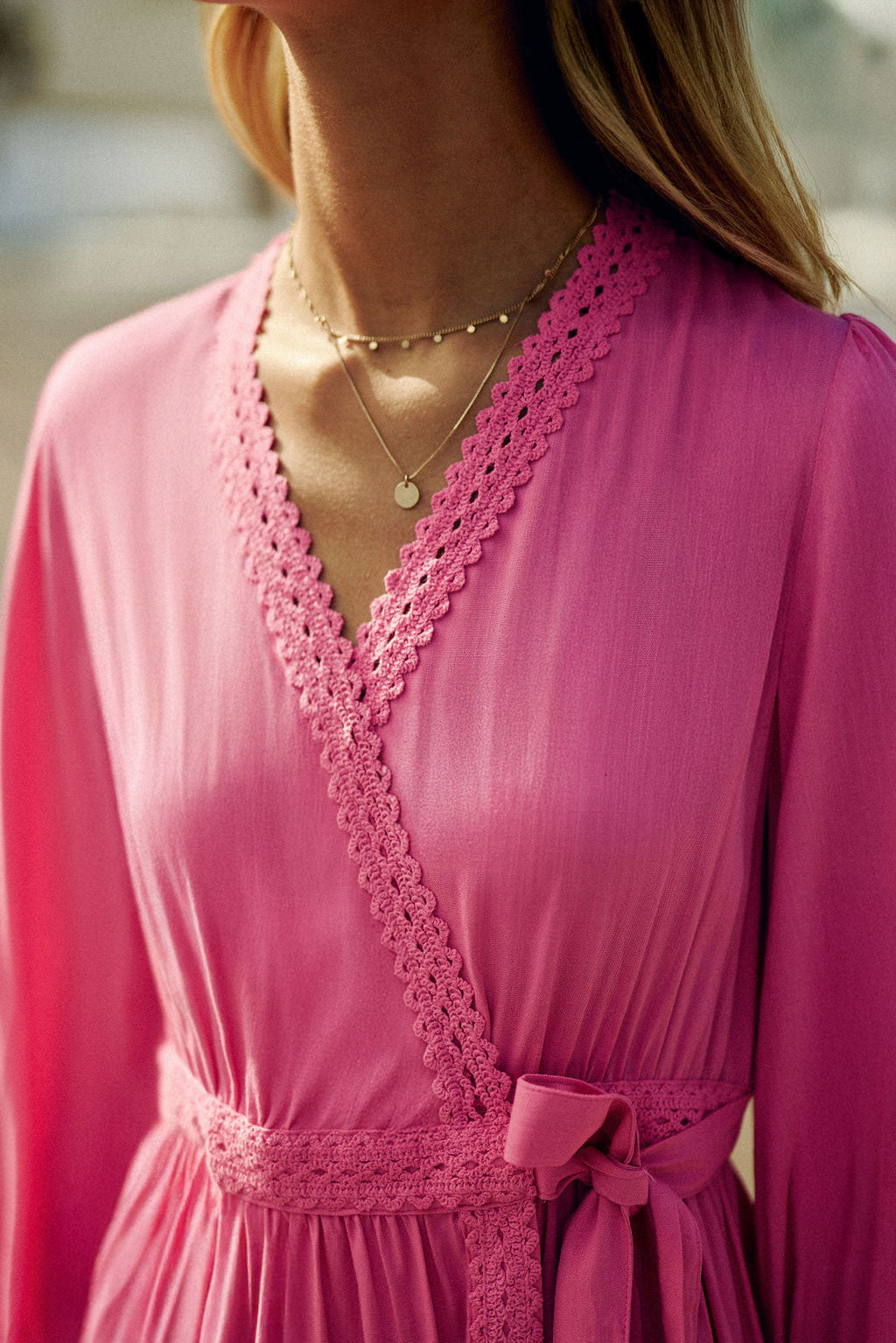 Short pink wrap dress - River