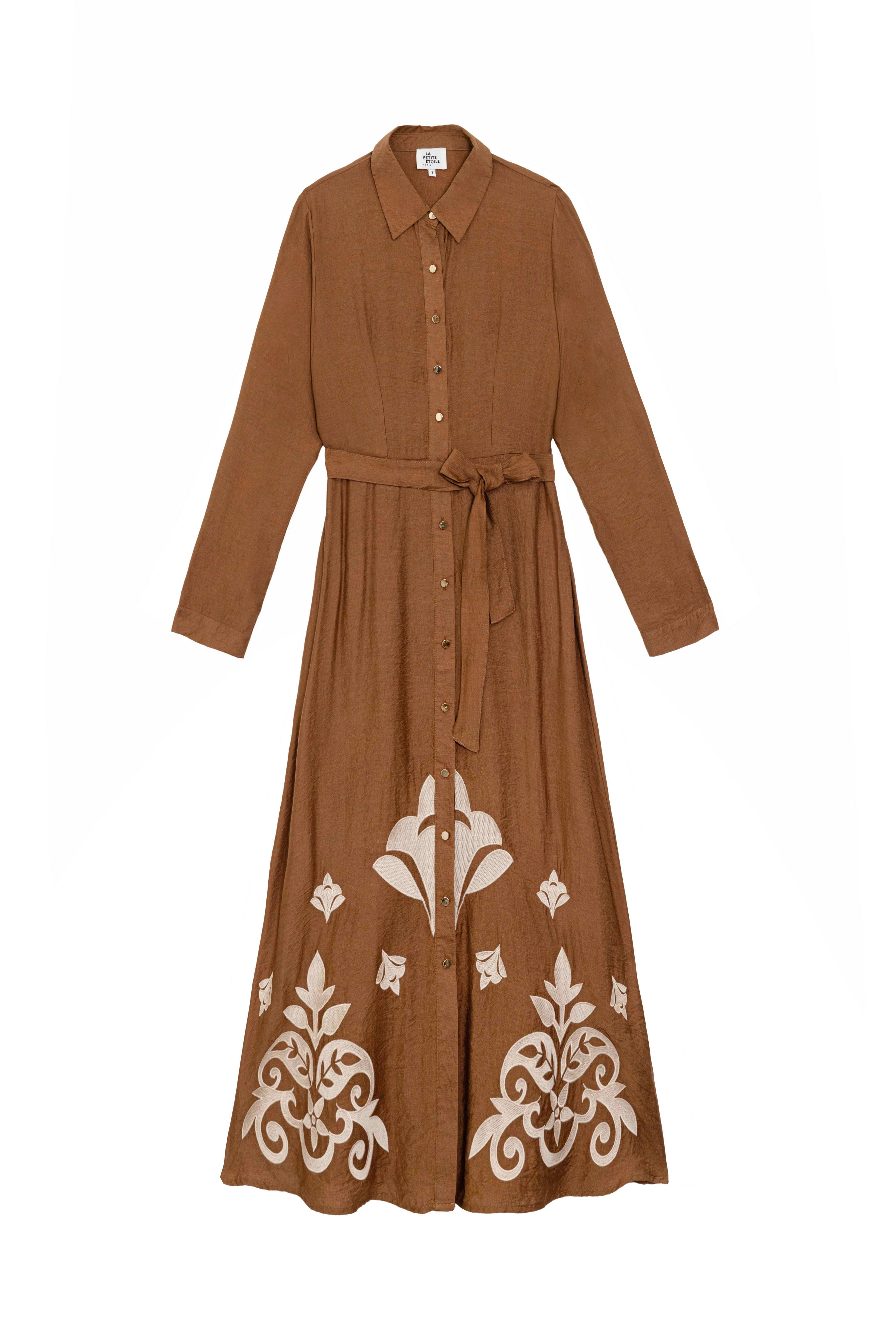 Roline - Robe chemise brodée