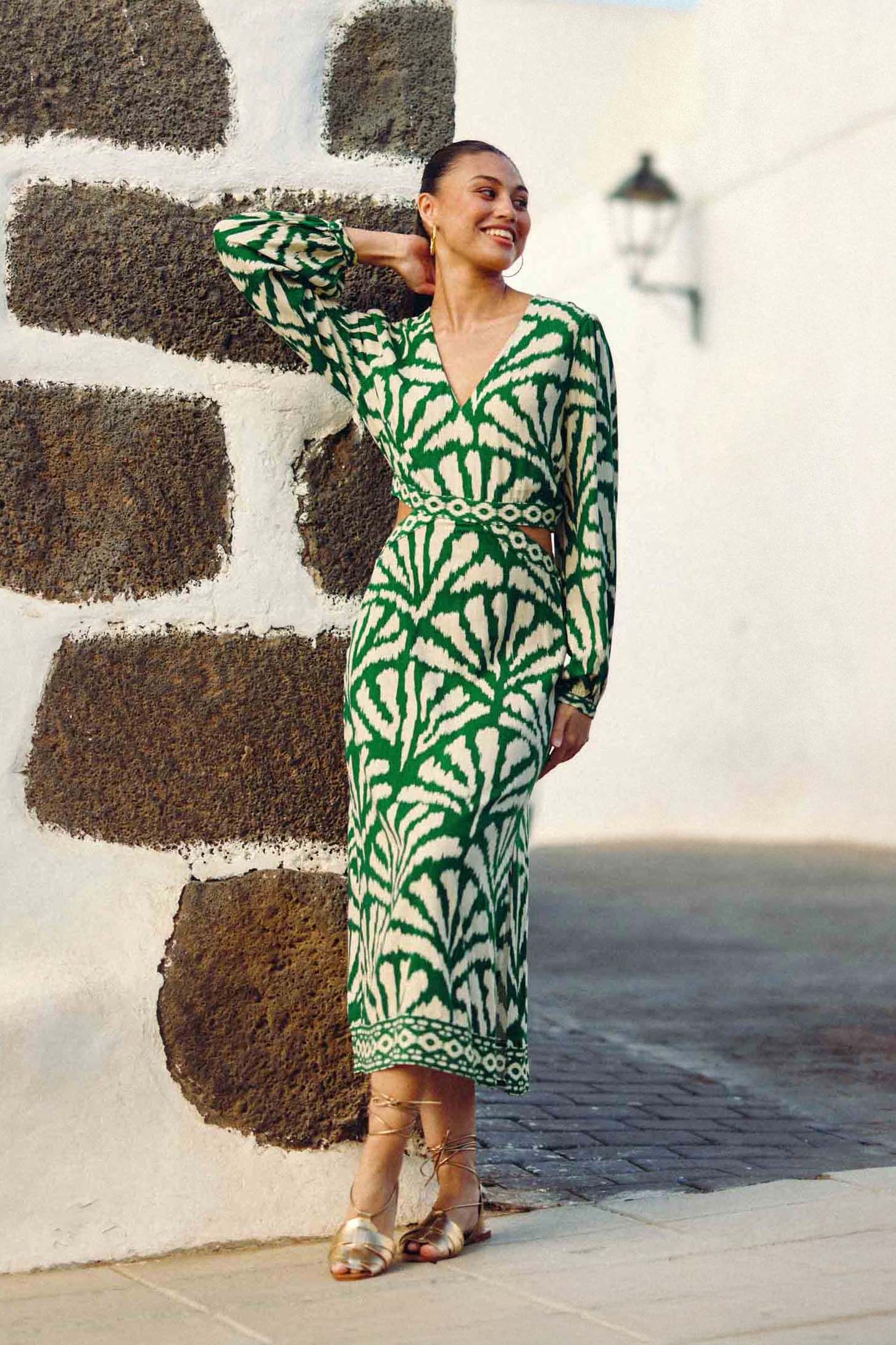 Robe droite imprimée vert - Royce