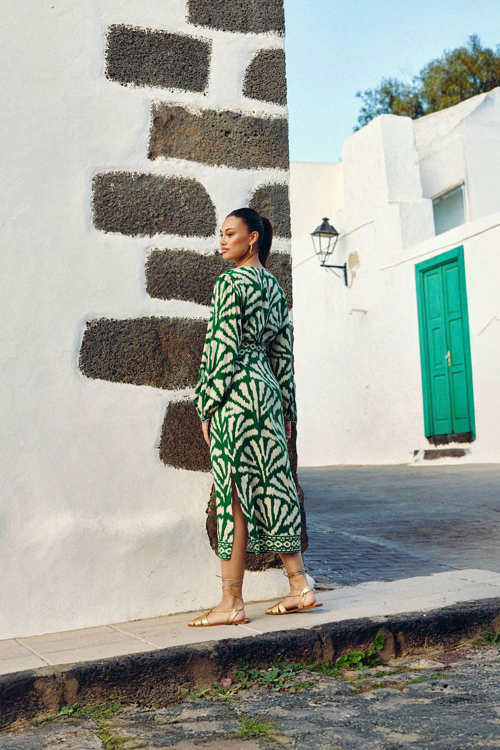 Robe droite imprimée vert - Royce