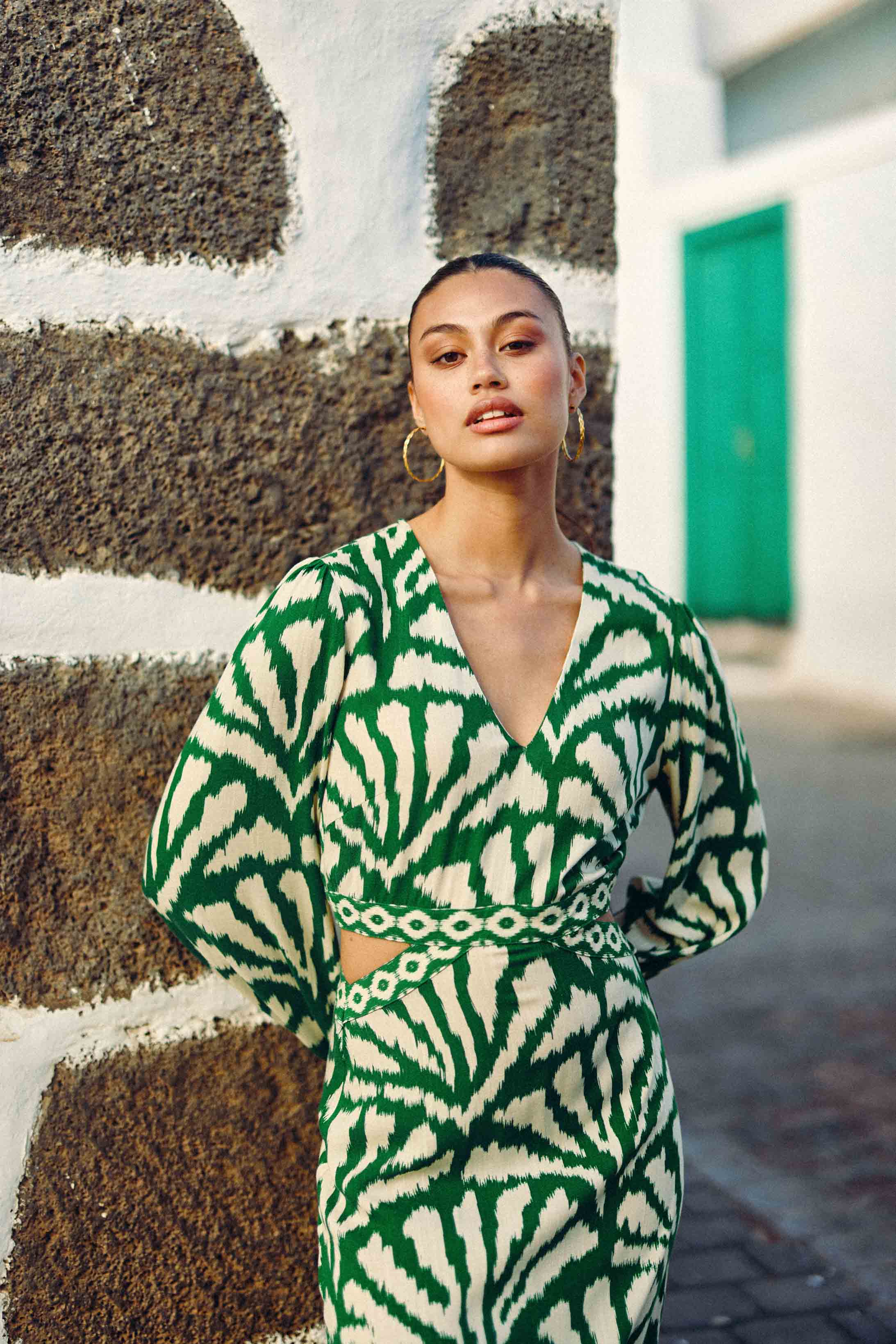 Robe droite imprimée vert - Royce