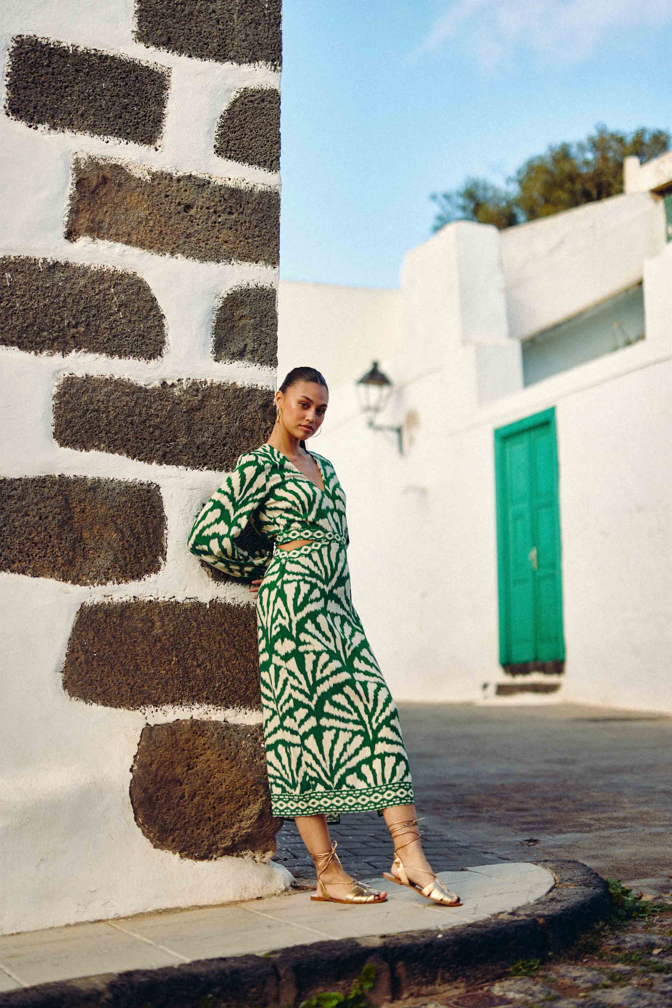 Robe droite imprimée vert - Royce