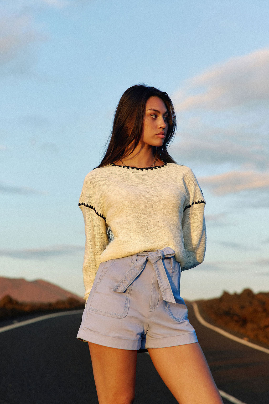 Blue high-waisted shorts - Soeli