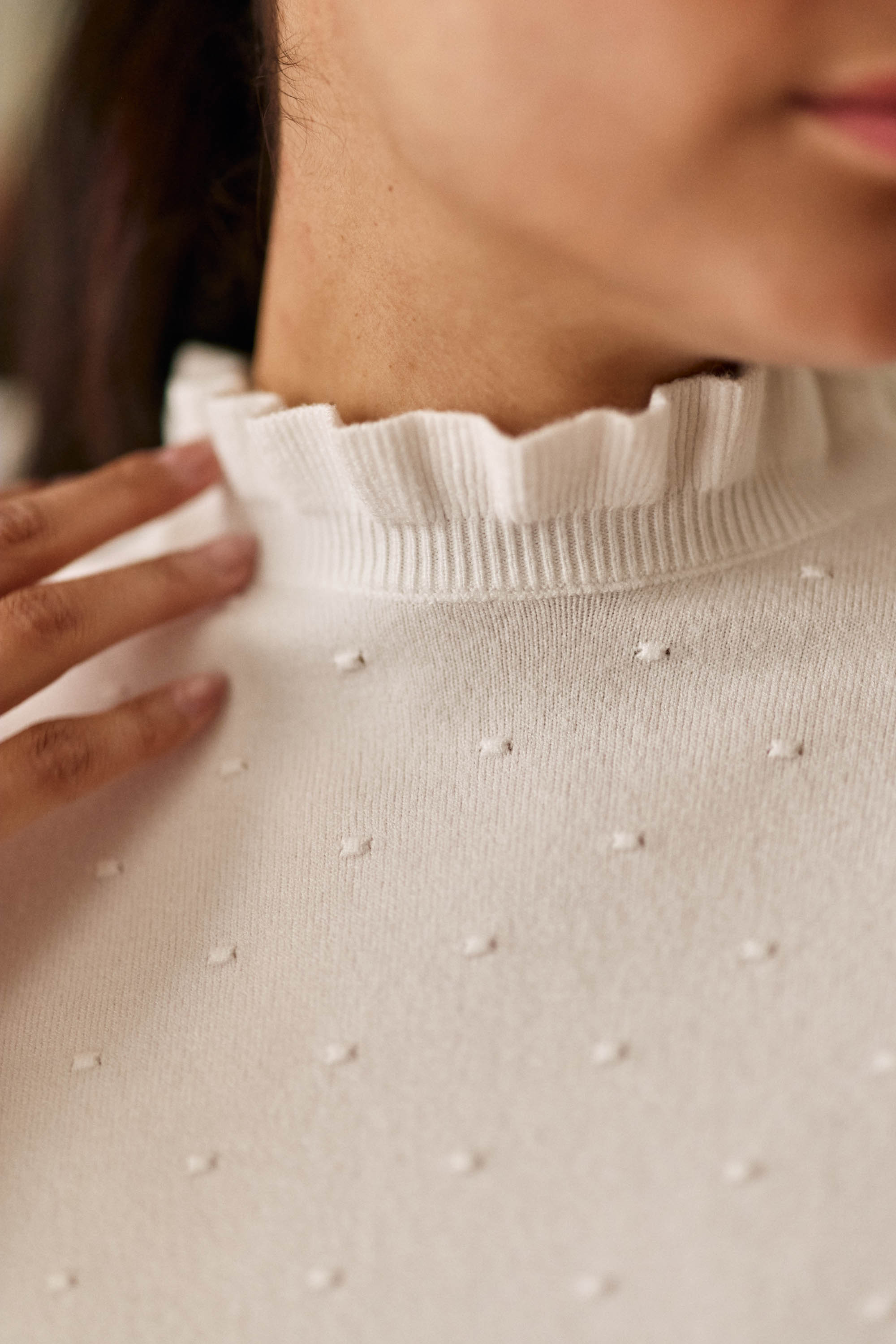 High-neck ecru sweater - Solferinos