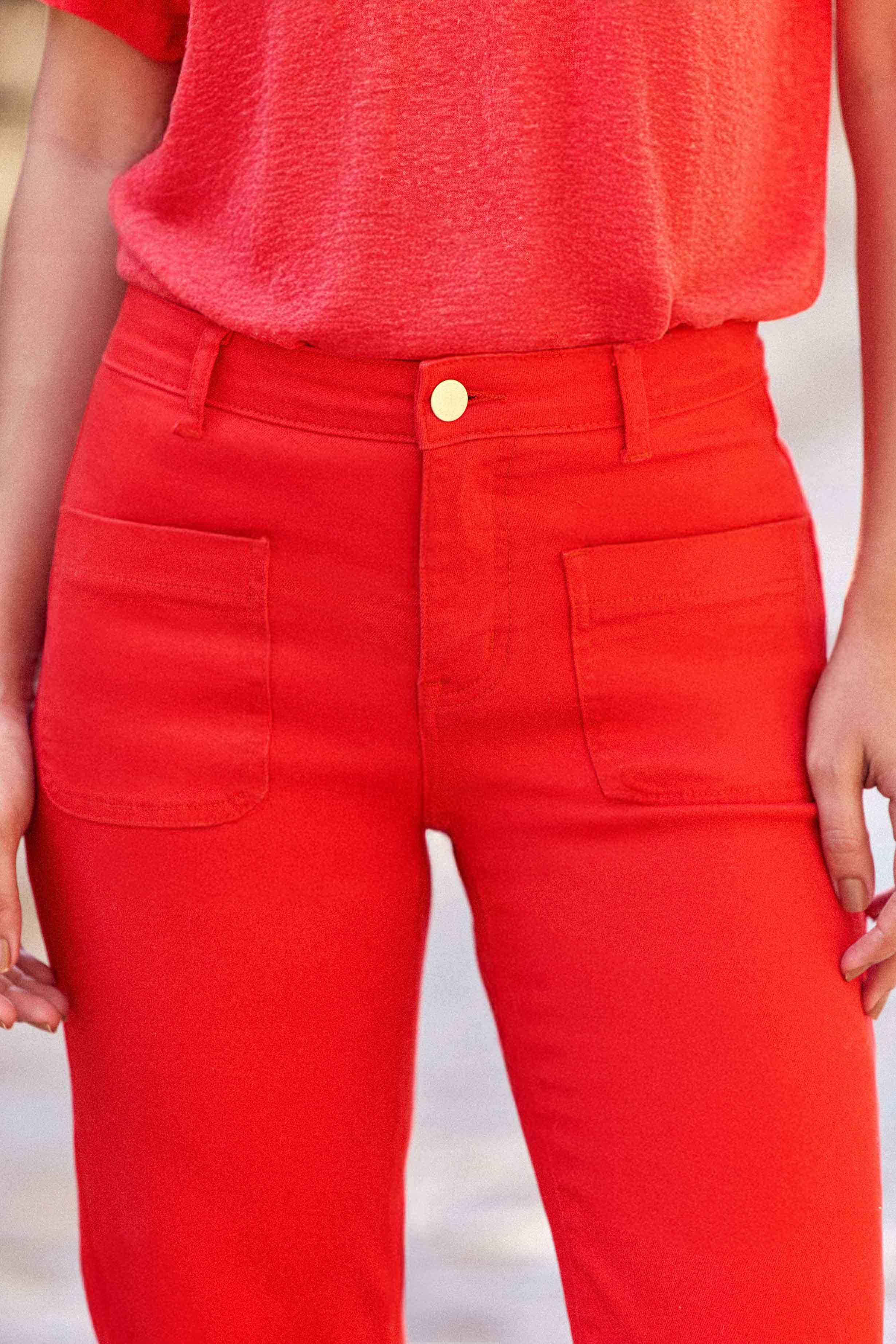 Orangerote Schlagjeans - Sonny