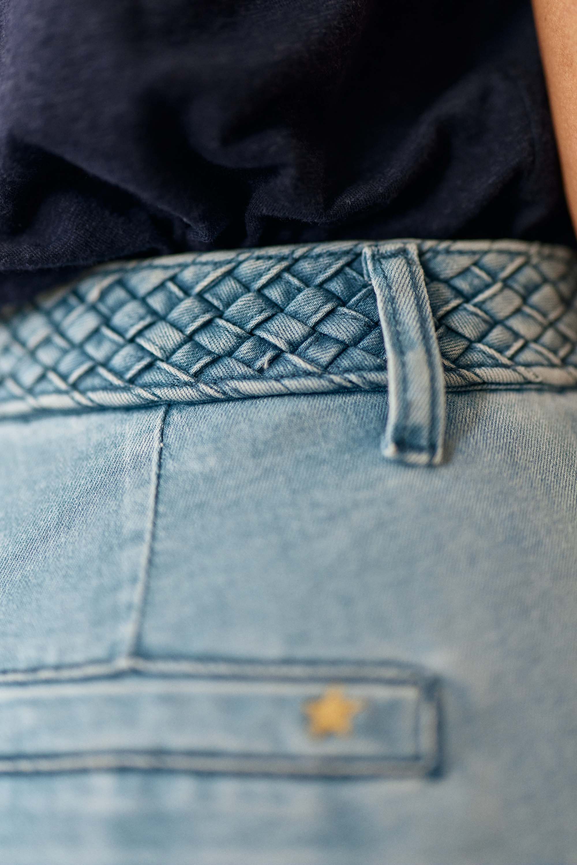 Jean flare braided belt light stone - Sonny