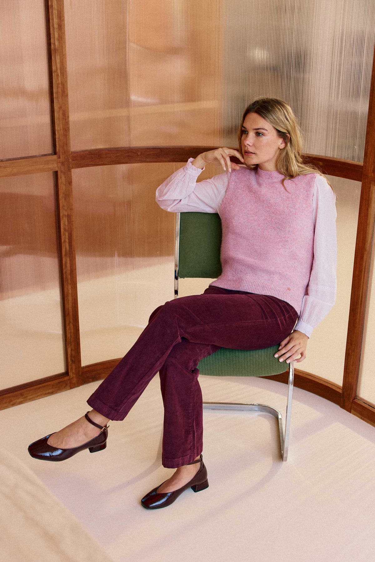 Pantalon Velours Femme Somewhere Taille 38 Kaki - Occasion Très Bon état, Coupe Droite