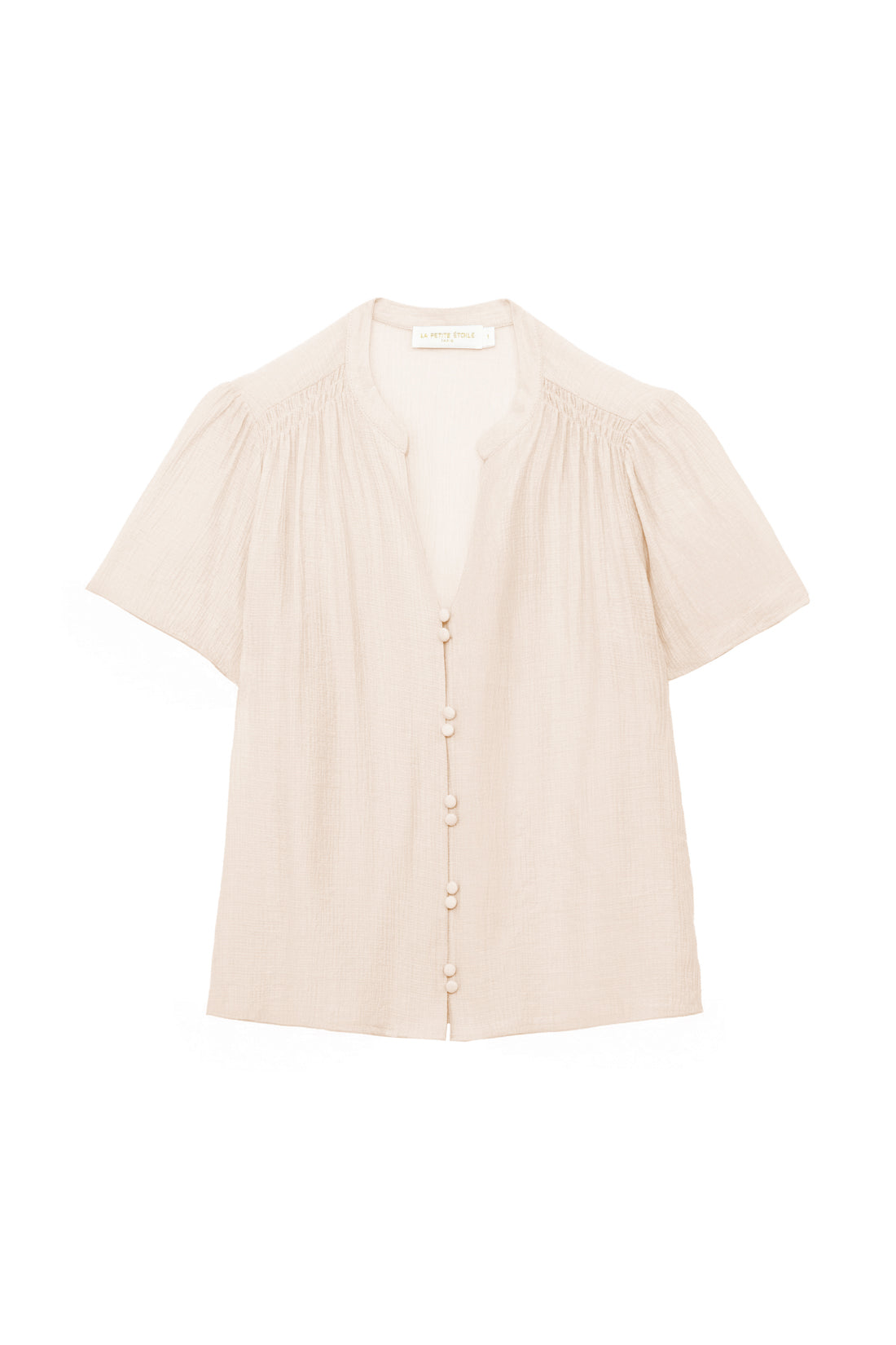 V-neck straight top ecru - Tacha