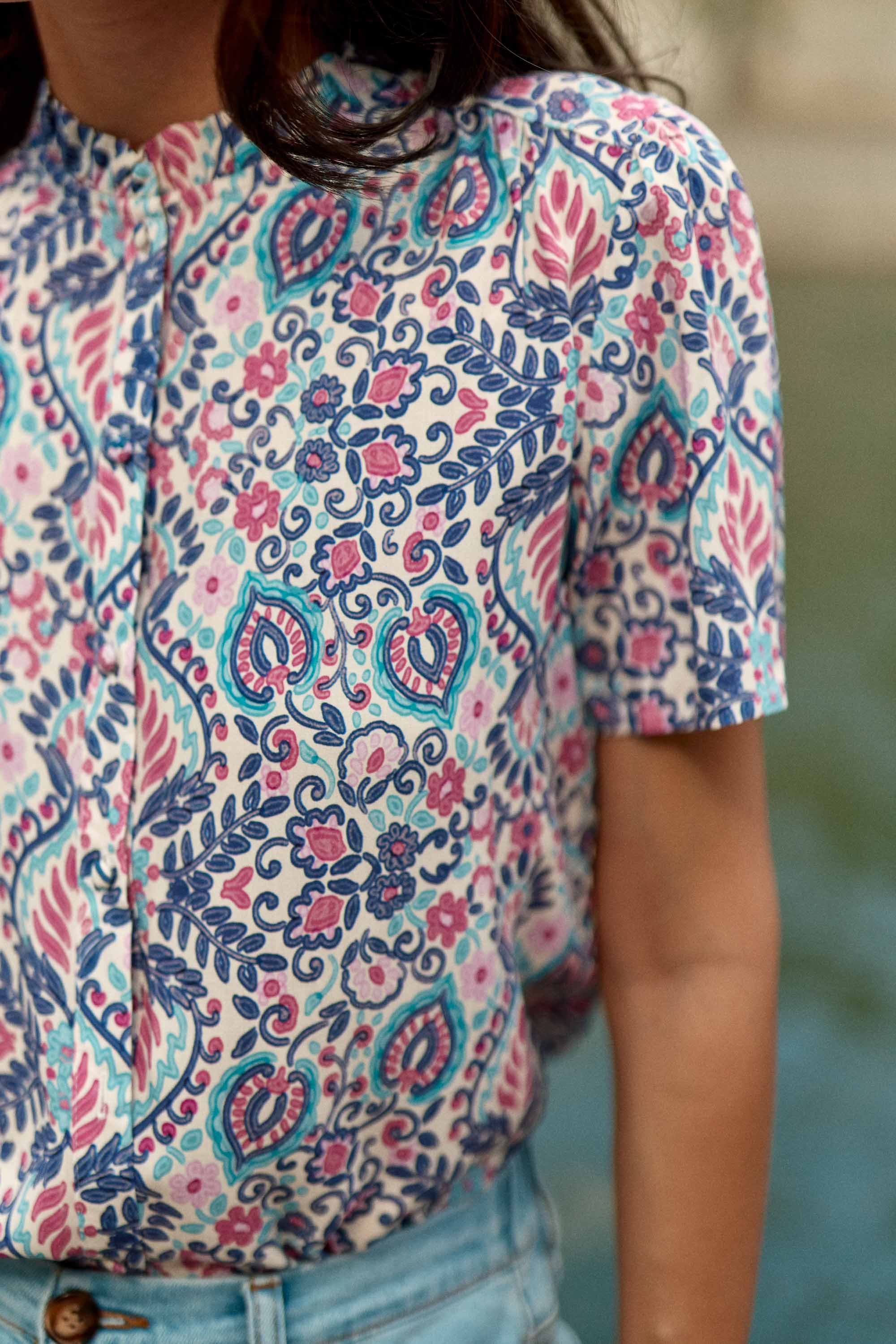Straight short-sleeved patterned top - Tany