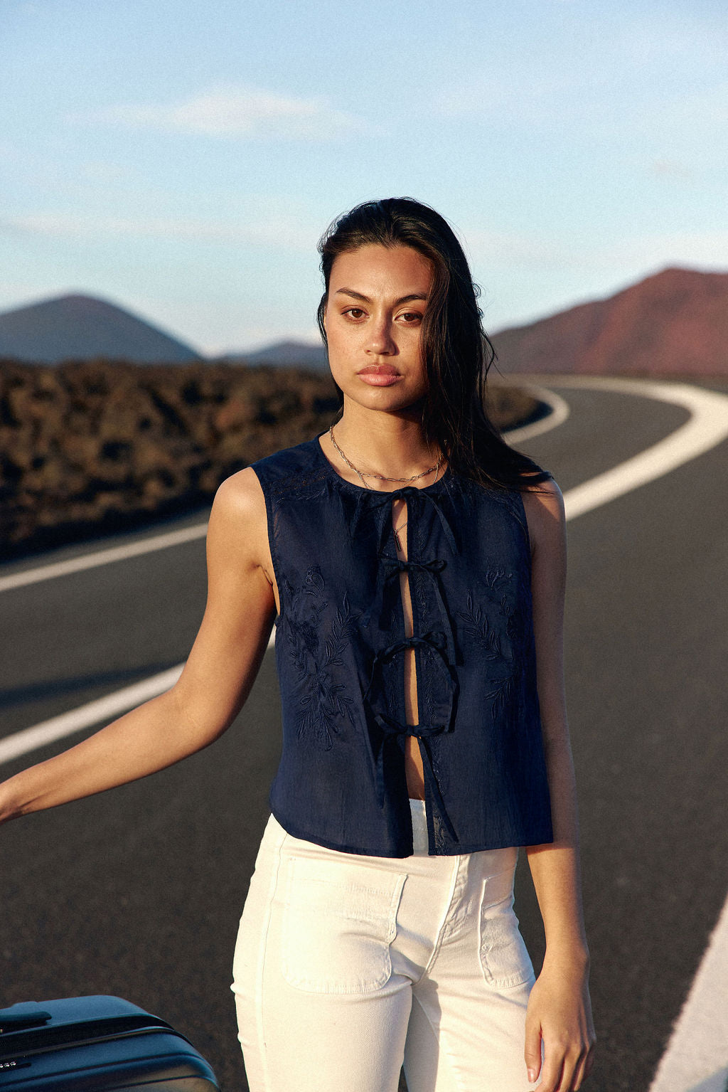 Navy sleeveless top - Tery