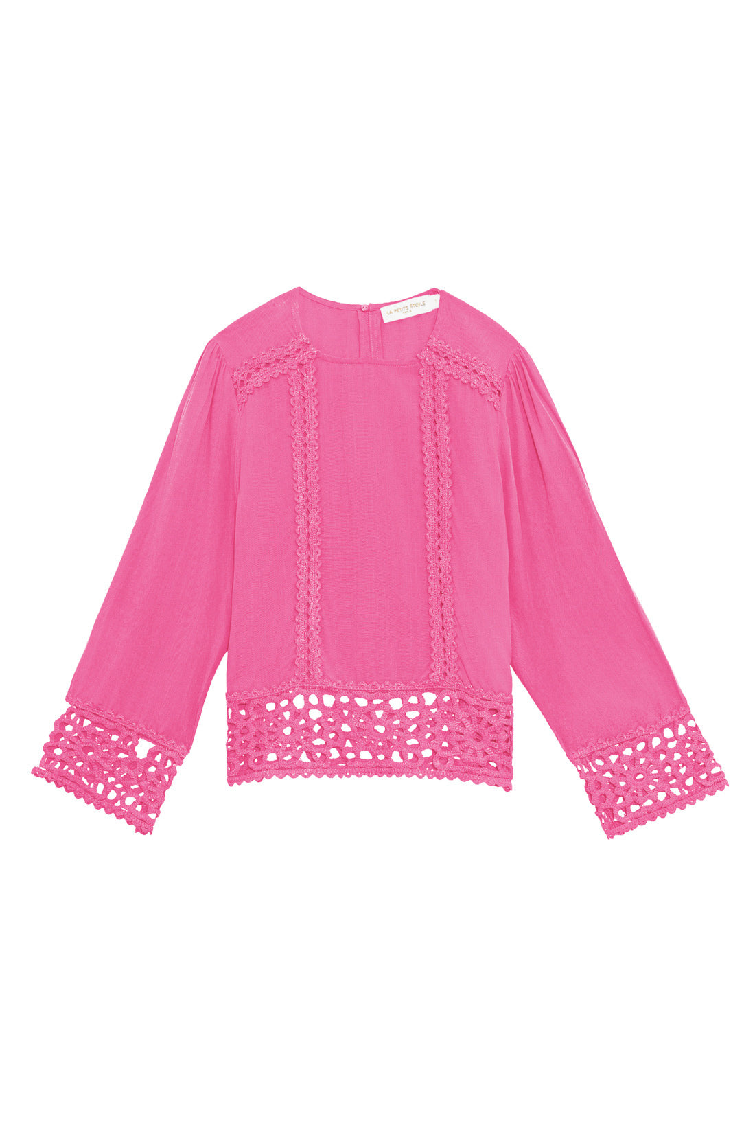 Blouse droite en crochet rose - Tevy