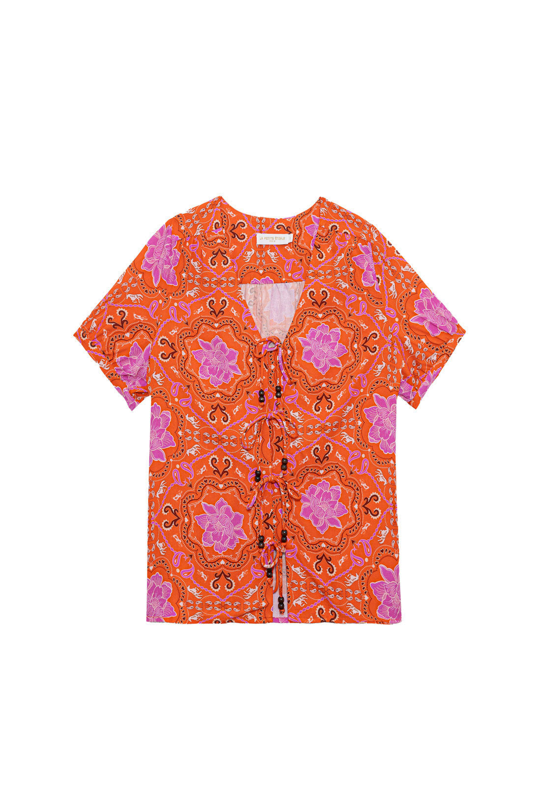 Orange V-neck top - Thuy