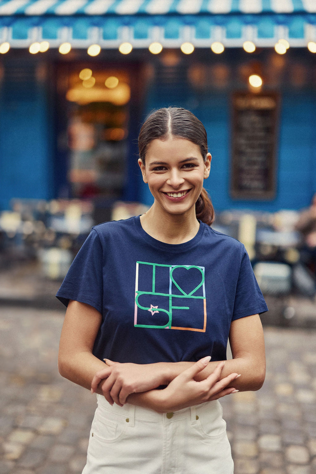Navy round-neck t-shirt - Tilove