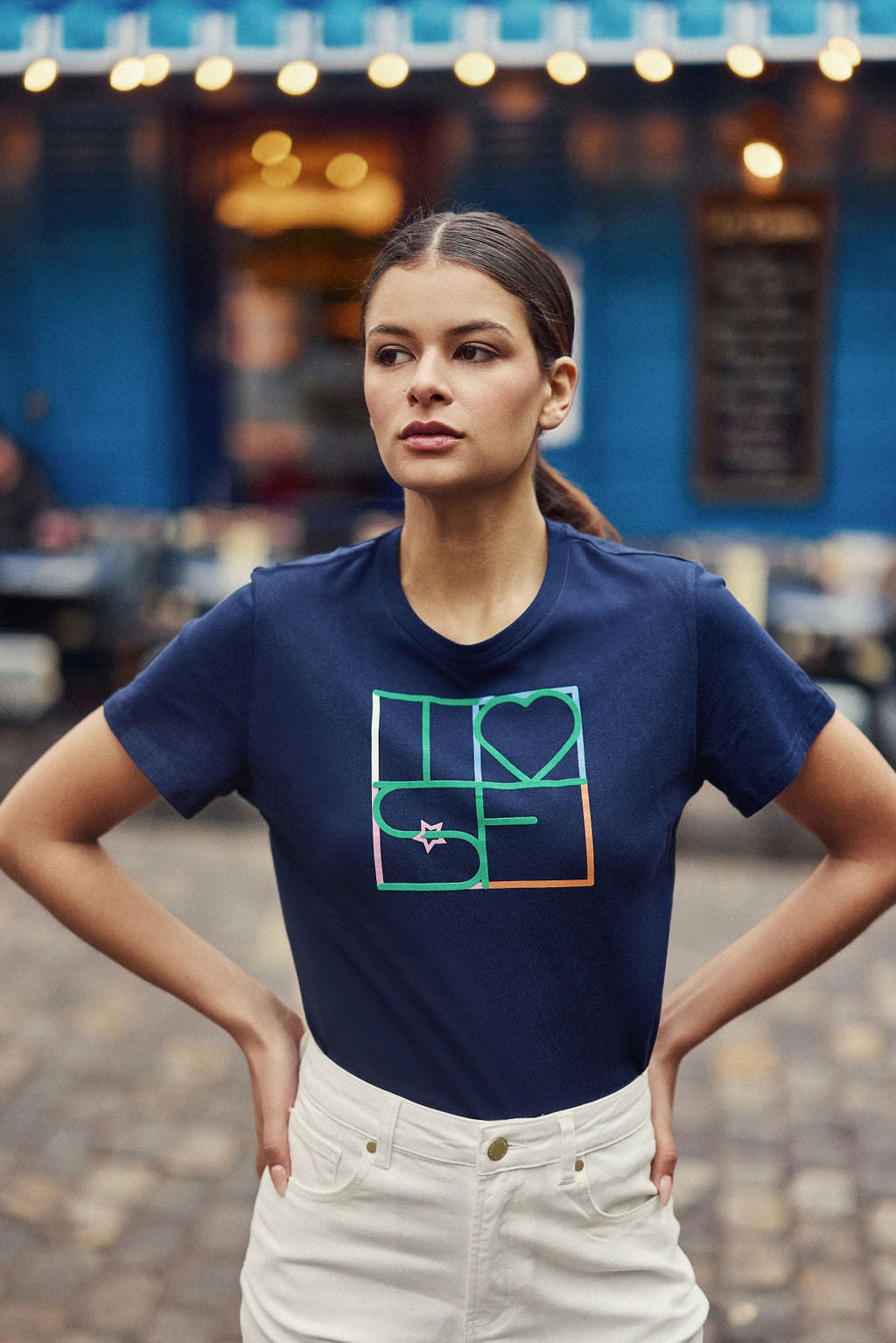 Navy round-neck t-shirt - Tilove