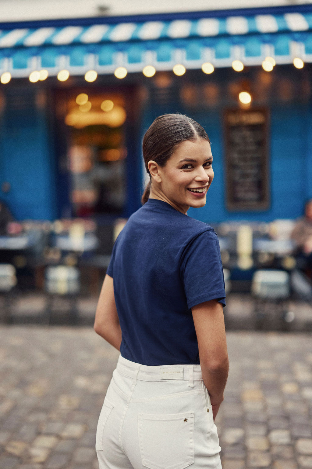 Navy round-neck t-shirt - Tilove