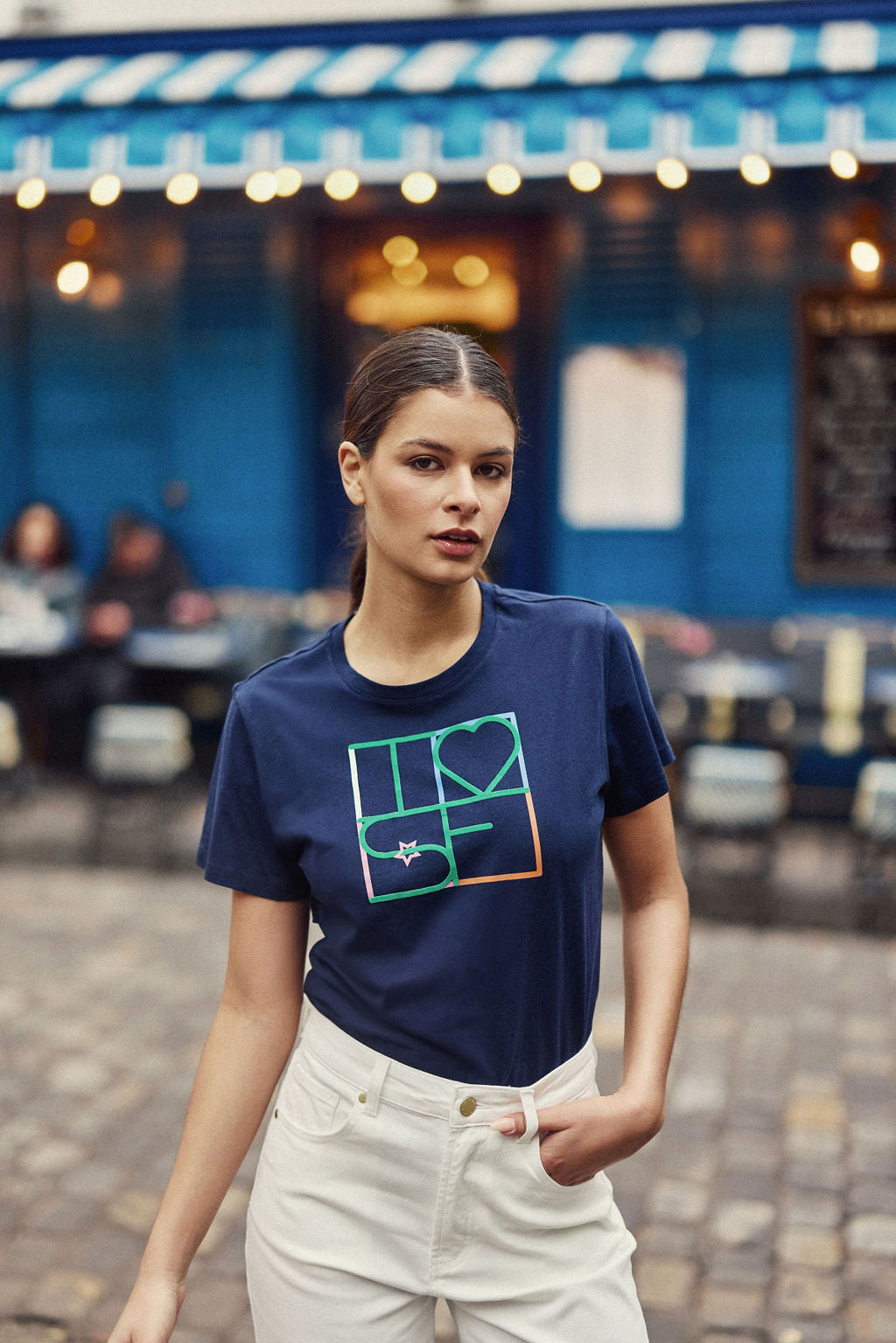Navy round-neck t-shirt - Tilove
