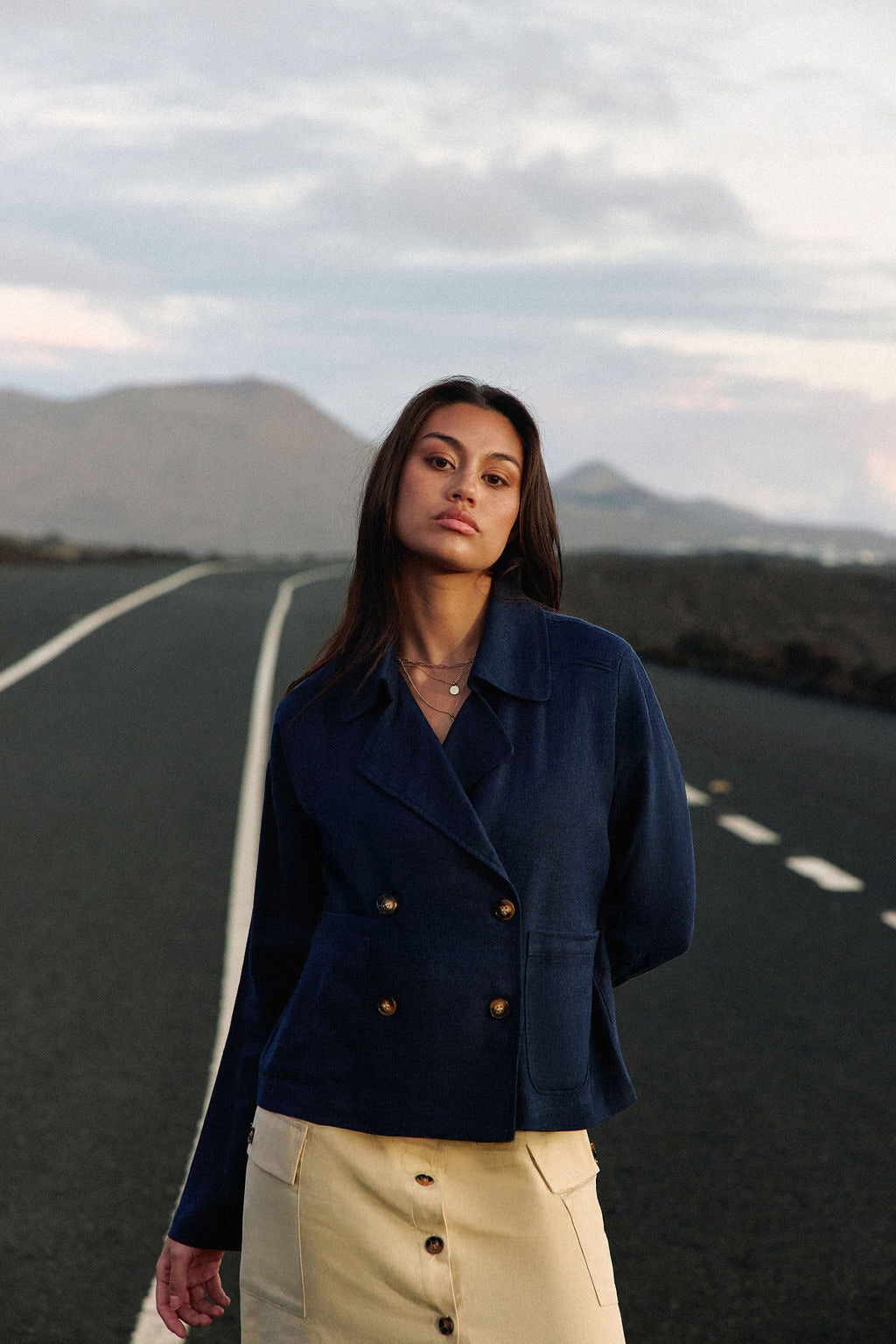 Navy double-breasted jacket - Verly