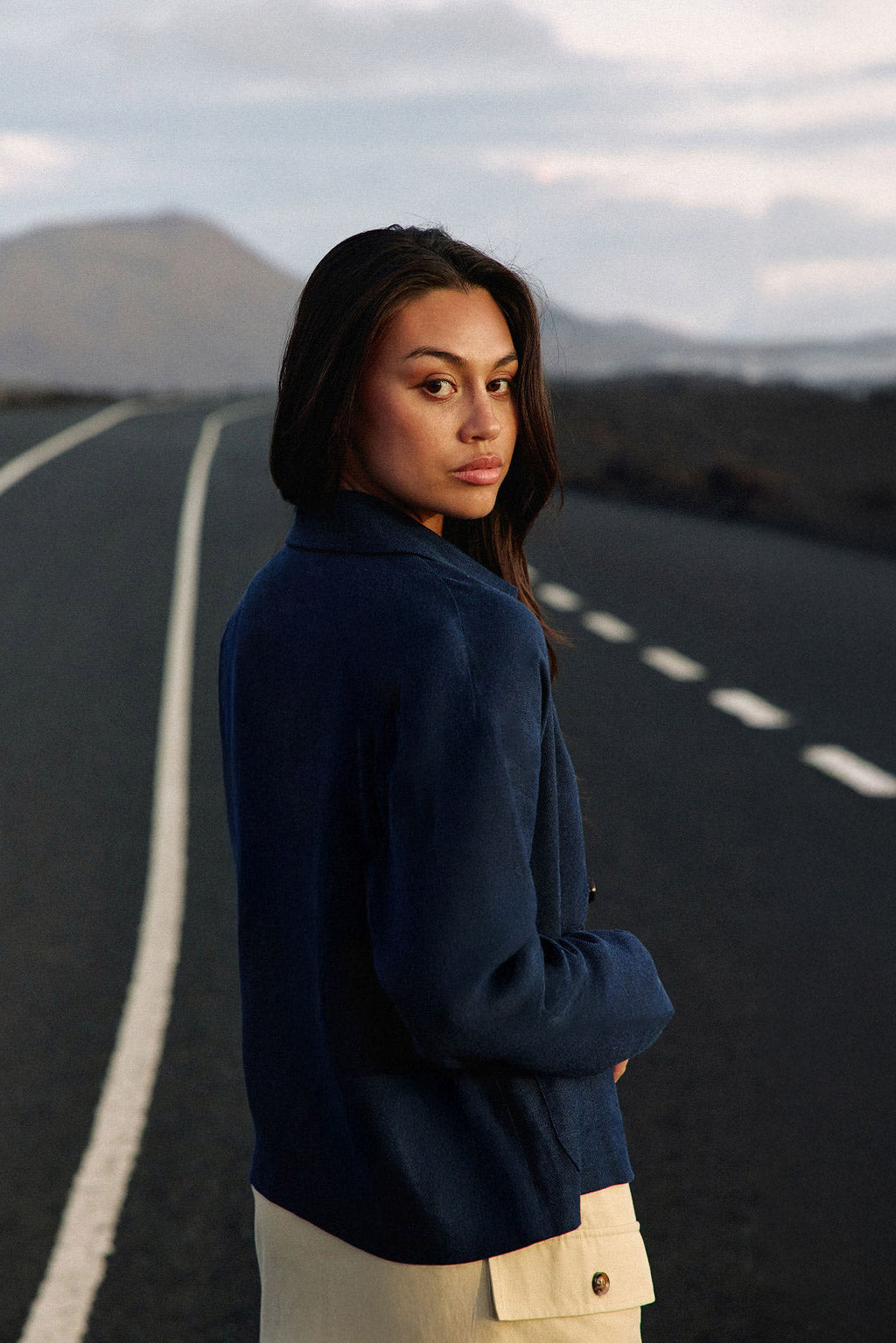 Navy double-breasted jacket - Verly