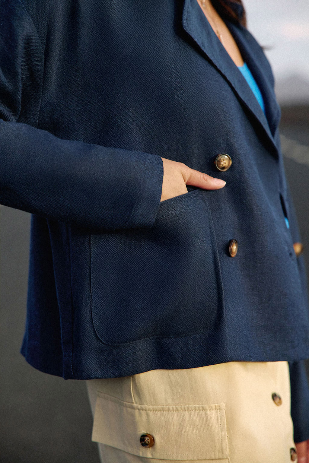 Navy double-breasted jacket - Verly