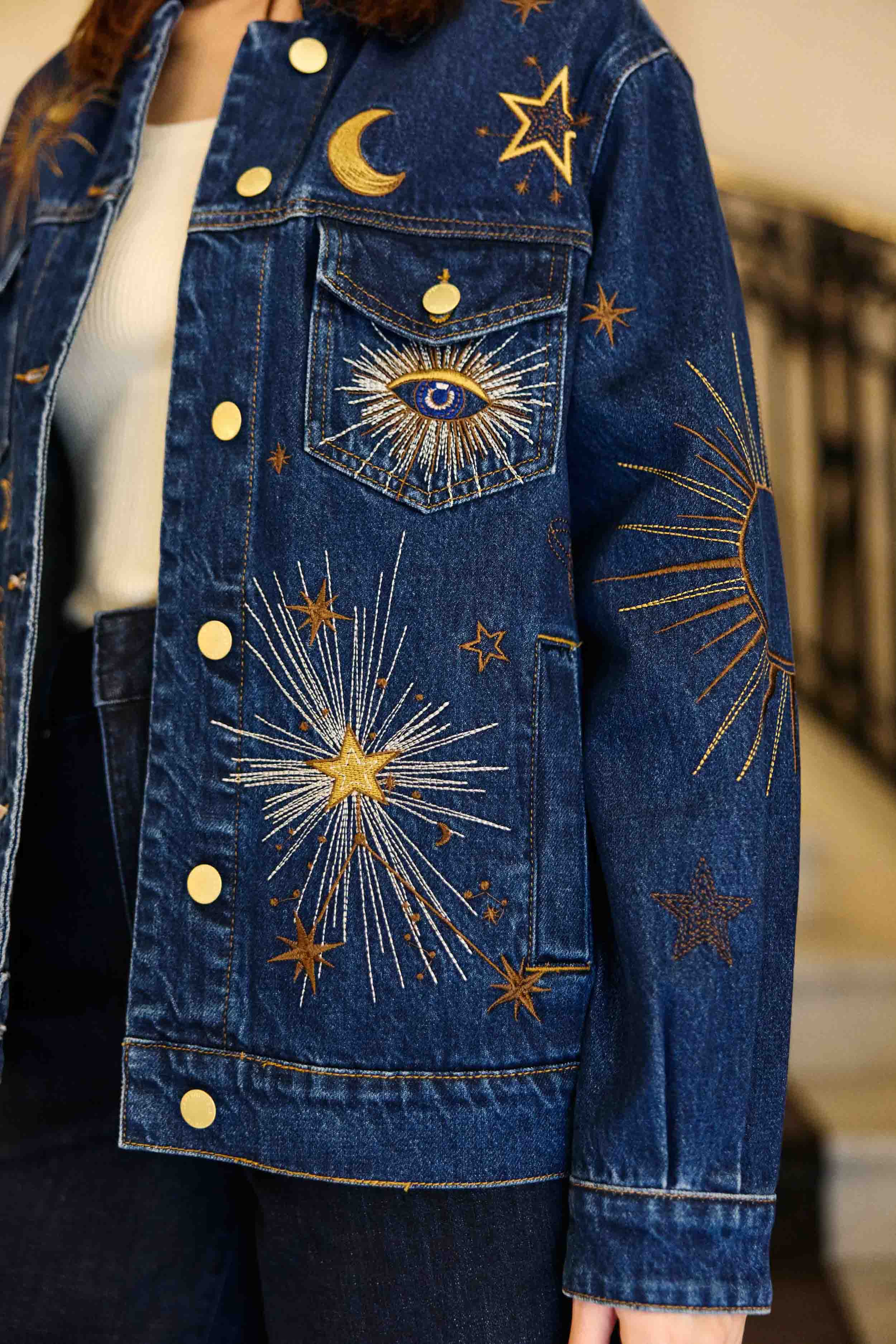 Vinae - Veste denim brodée