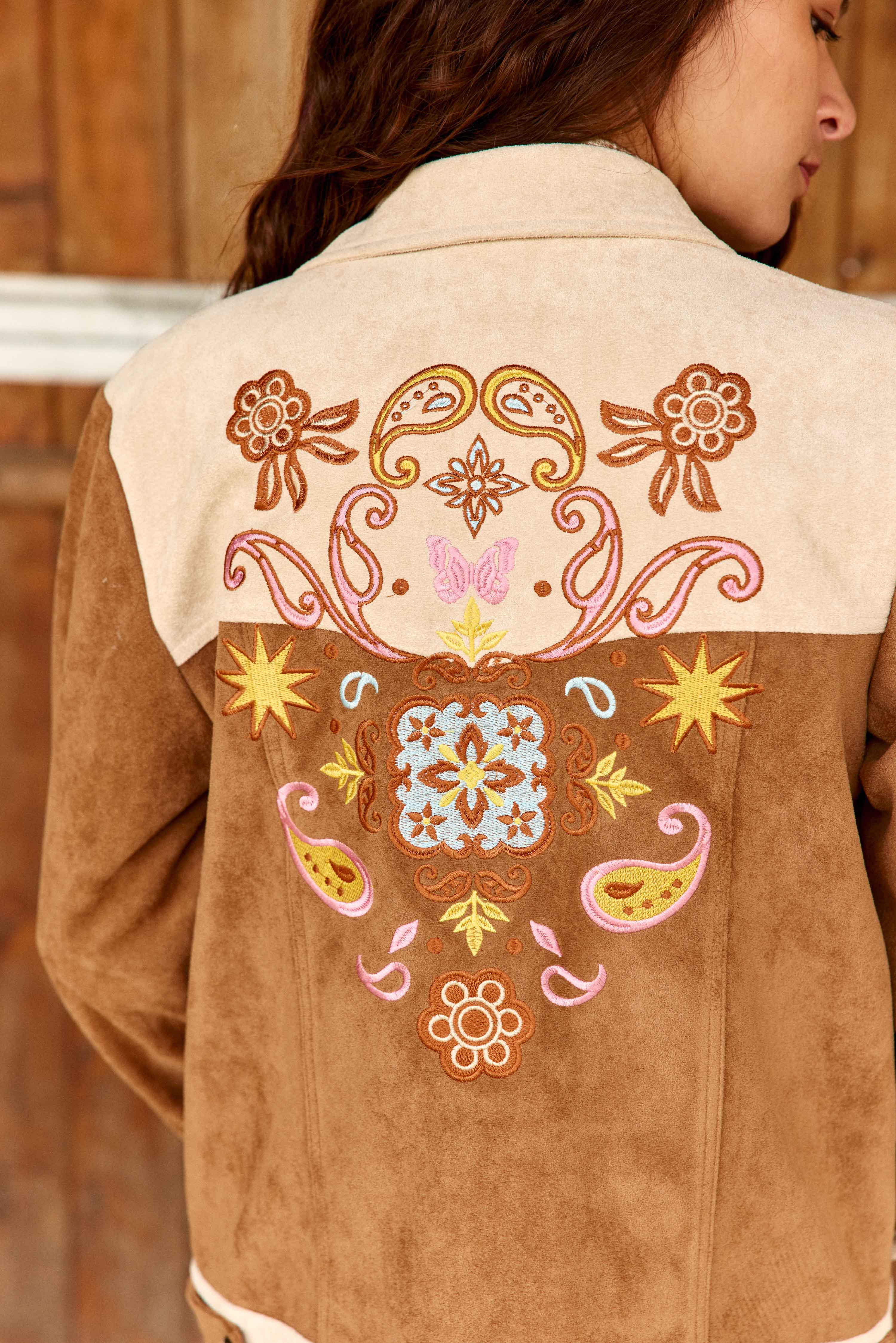 Vinao - Embroidered Suede Jacket