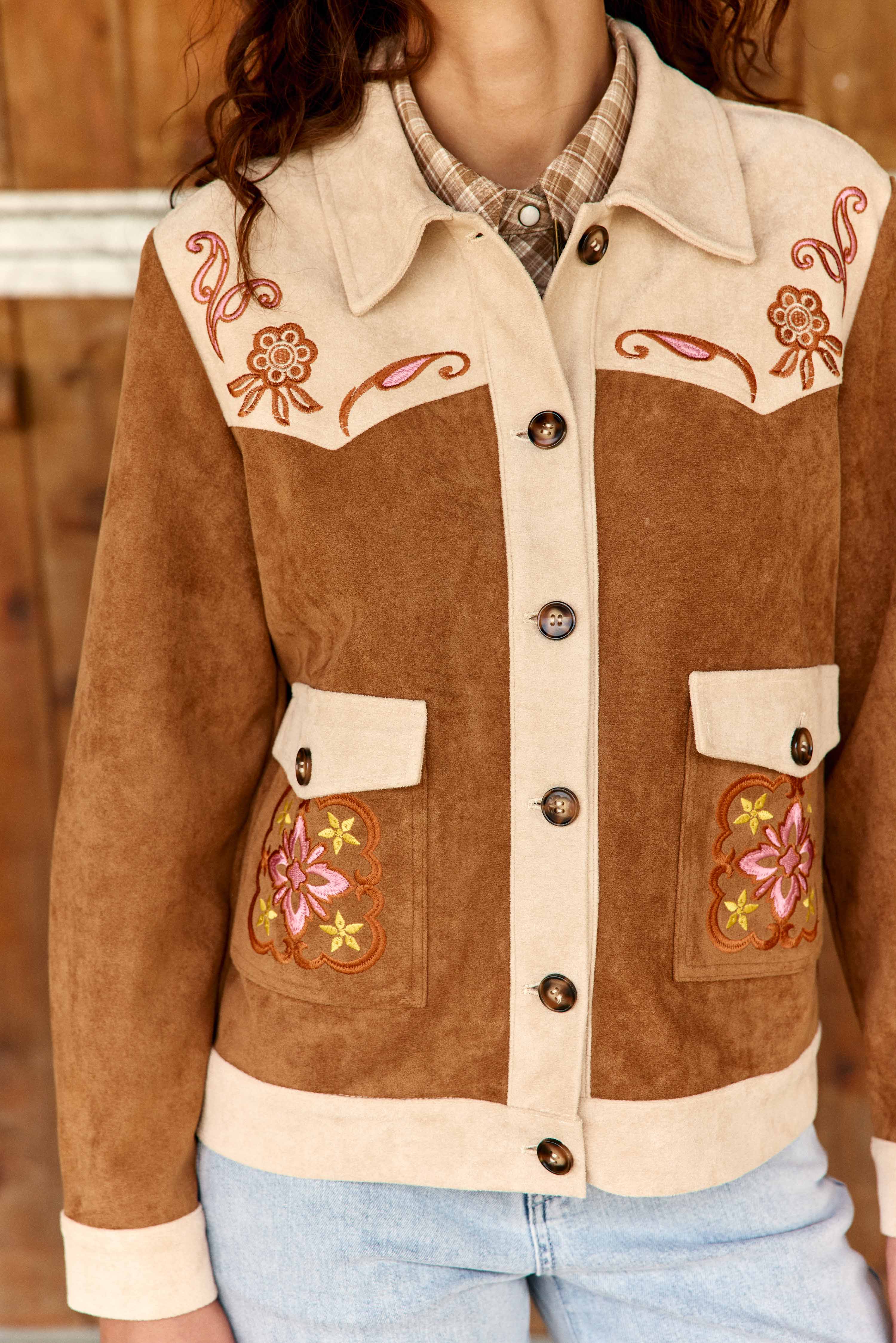 Vinao - Embroidered Suede Jacket