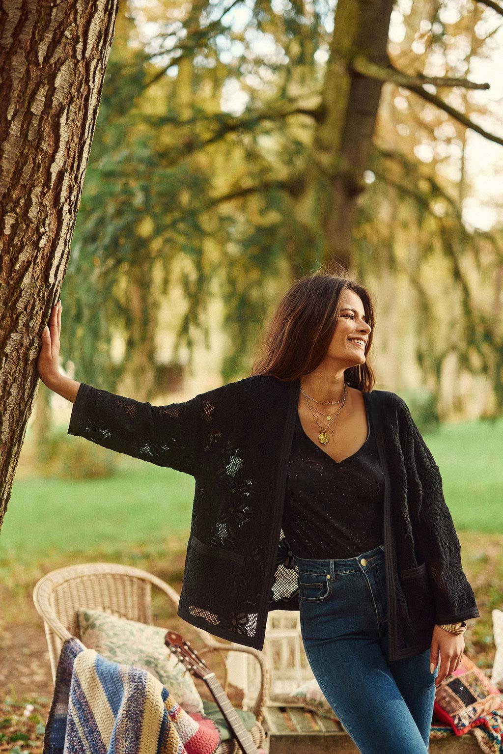 Black cotton kimono - Violaine