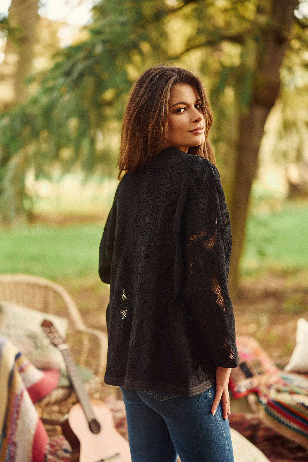 Black cotton kimono - Violaine
